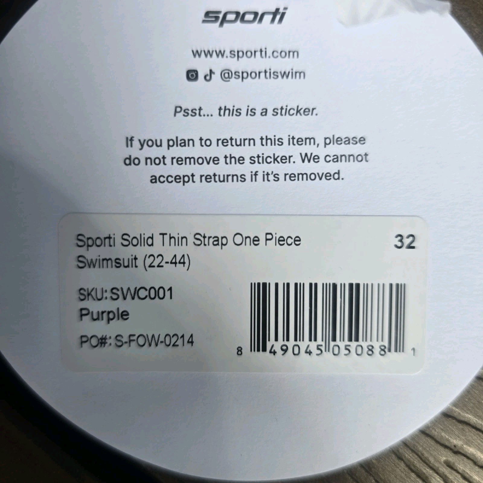 Sporti Solid Purple Thin Strap One Piece Swimsuit Lycra Xtra Life Sz 32 New