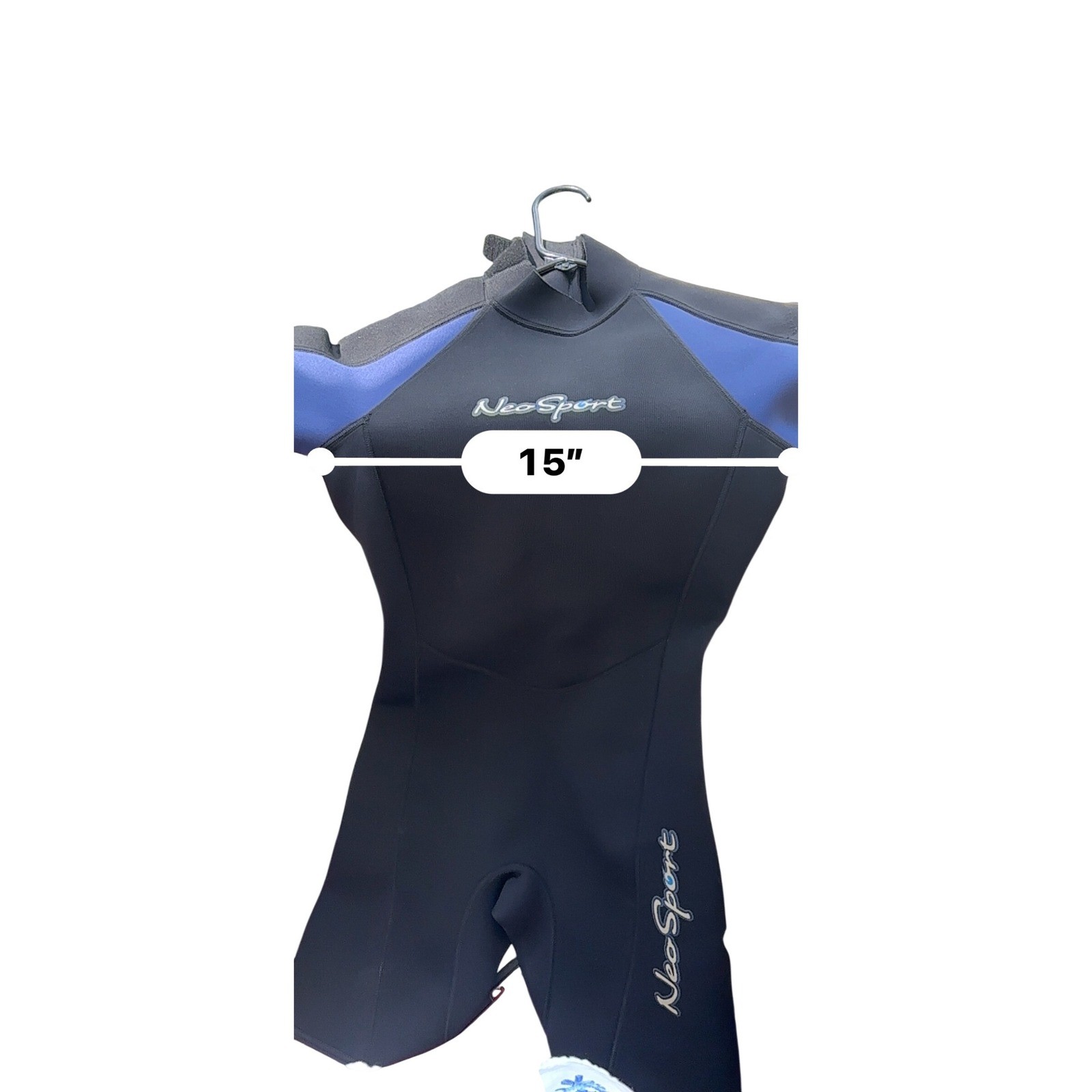 NeoSport 2.5mm Shorty Wetsuit Size 14 Black Blue Back Zip Surf Swim Youth/womens