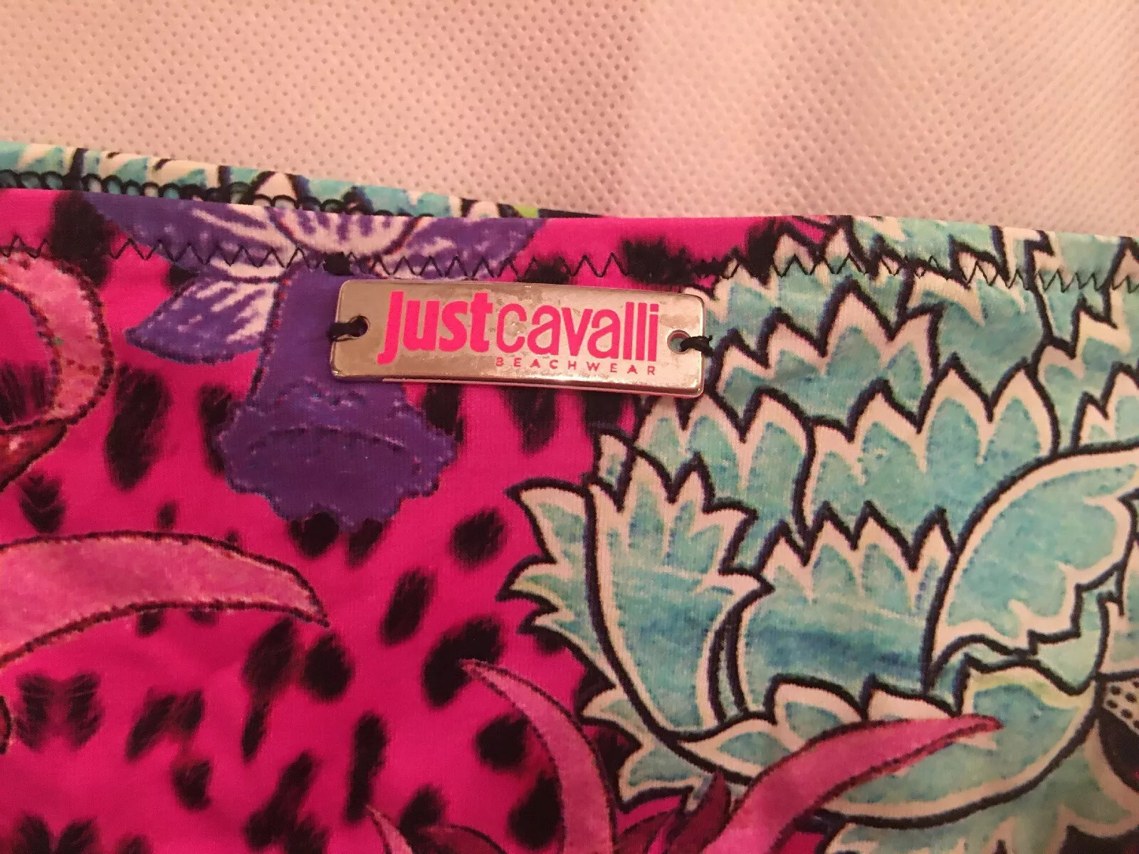 NWOT Roberto Cavalli Bright Tropical Pink Floral Bikini IT 42, S IT 2