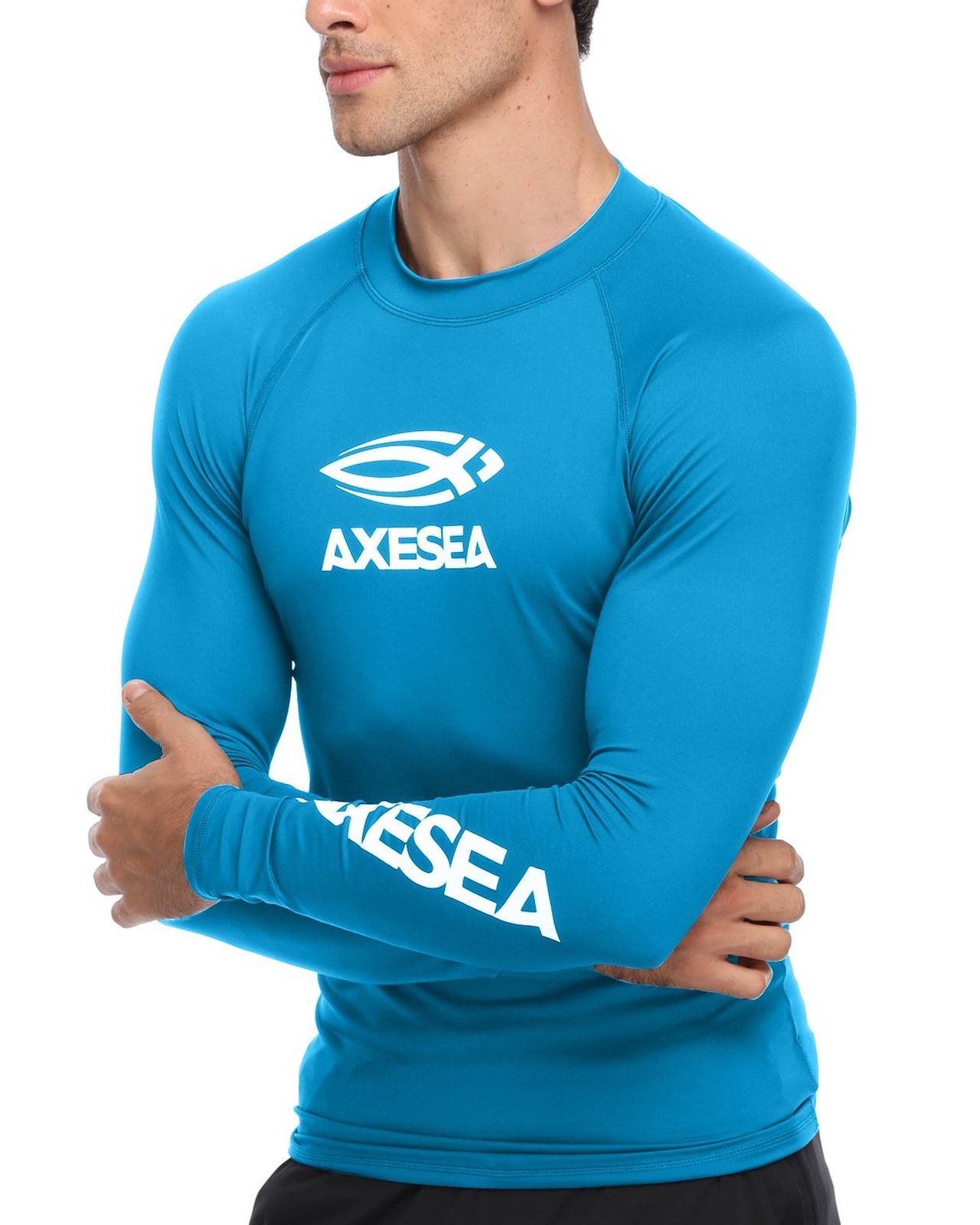 AXESEA Men Long Sleeve Rashguard UPF 50+ Rash Guard Swim Shirt Athletic Swim …