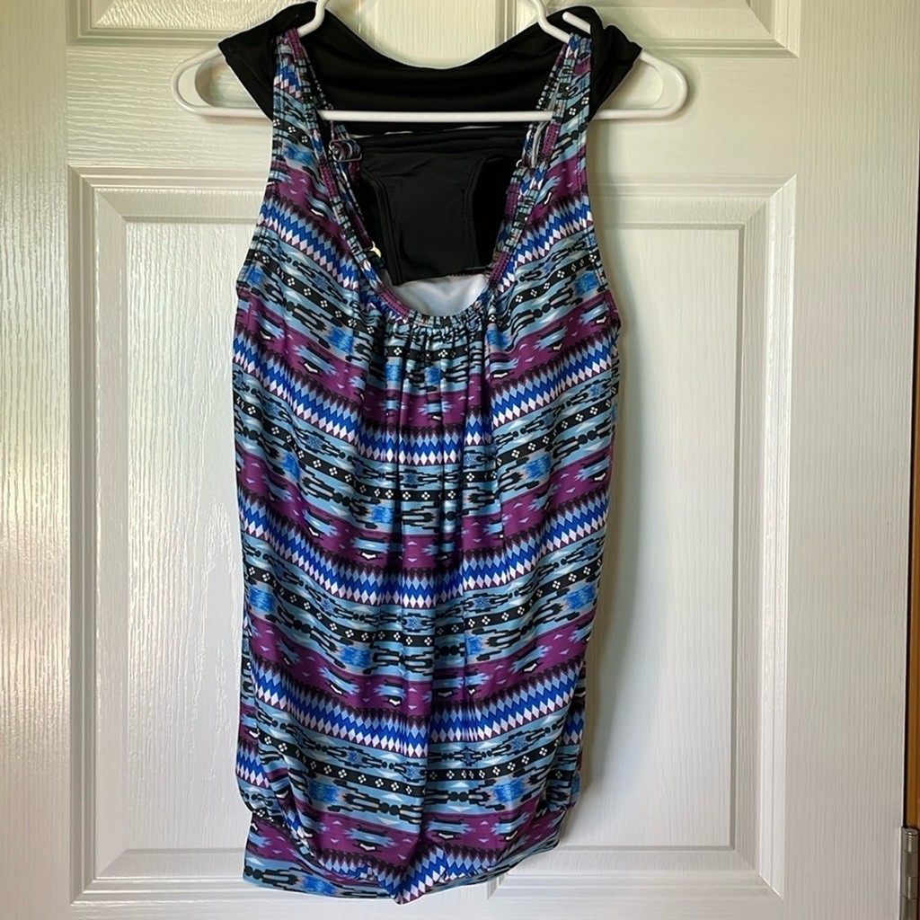 POLYAMIDE Tankini Swimwear 2-pc Set, Women’s L, Purple Blue