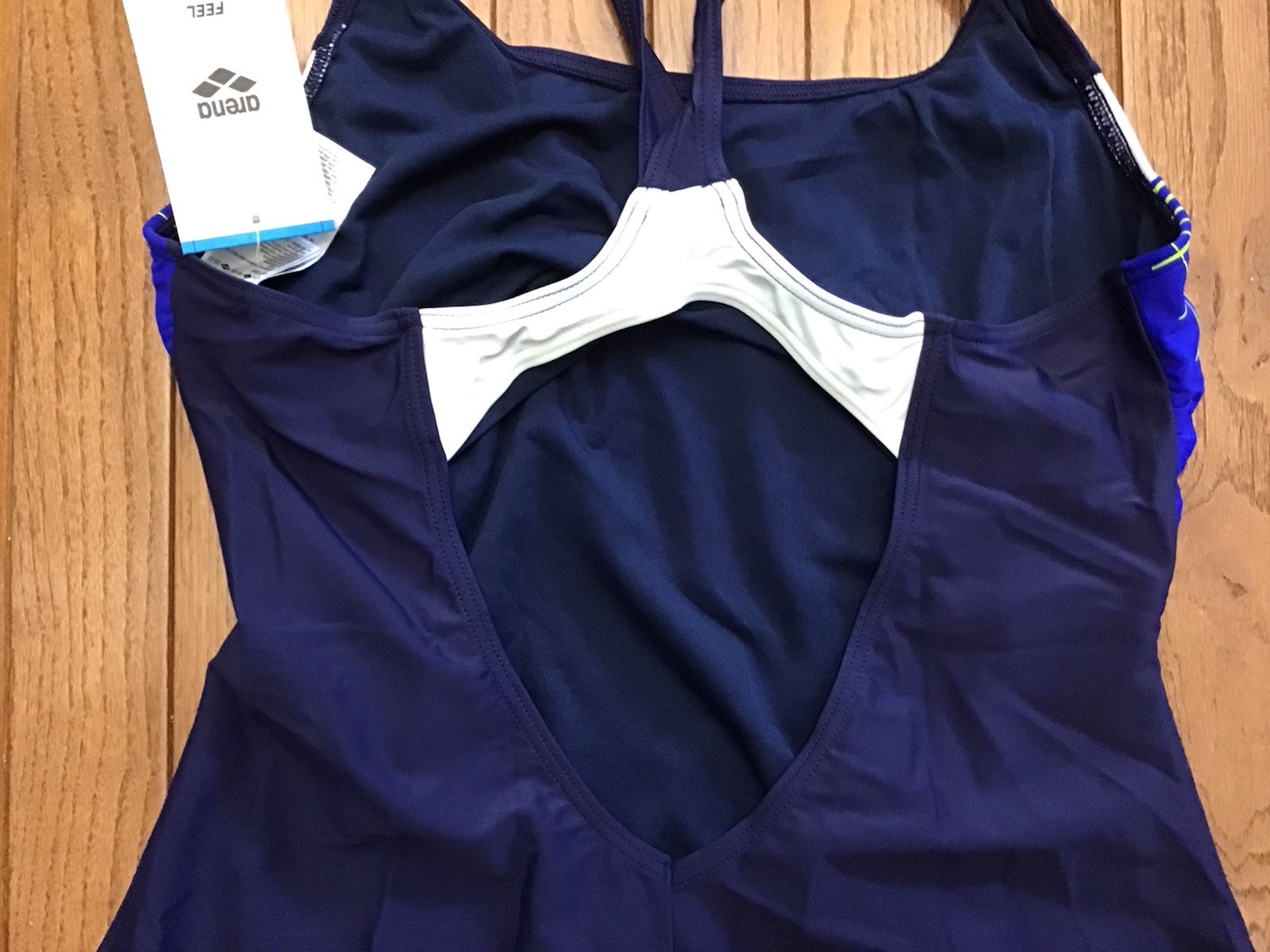 New Arena Size 16W-18W Womens Swimsuit 3Fold, V- Back, Navy Neon Blue (C41-10)