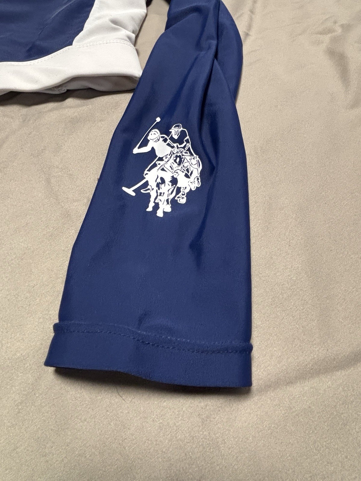 Women’s Rash Guard US Polo Assoc Top Blue Cropped L- 11/13 Juniors Swim EUC