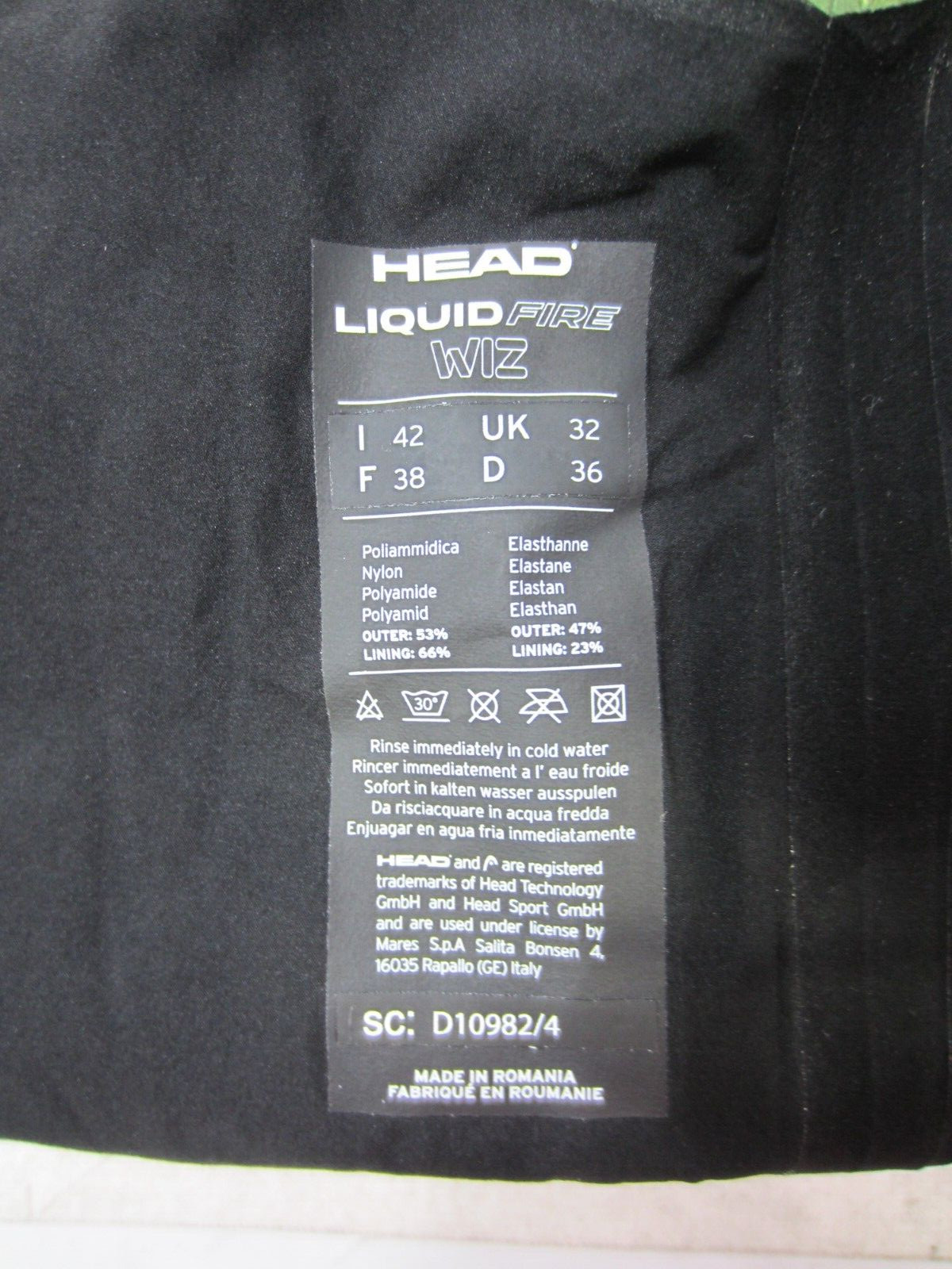 NEW Head Women’s XS Liquidfire Wiz Knee Leg Cut Open Back Swim Race Suit Olive