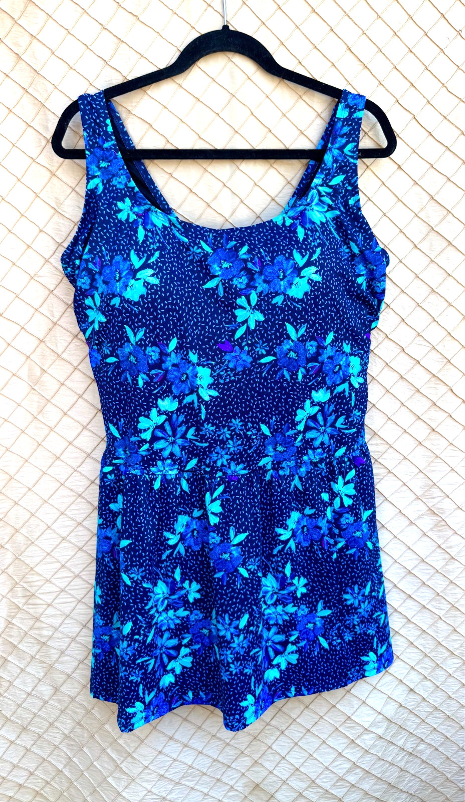 Swimsuits for All Women’s Size 24 Blue Floral Print One Piece Skirted Swimsuit