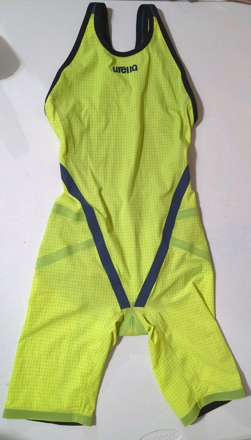 Arena Powerskin Carbon Flex Open Back Kneeskin Fluo Green Size 32
