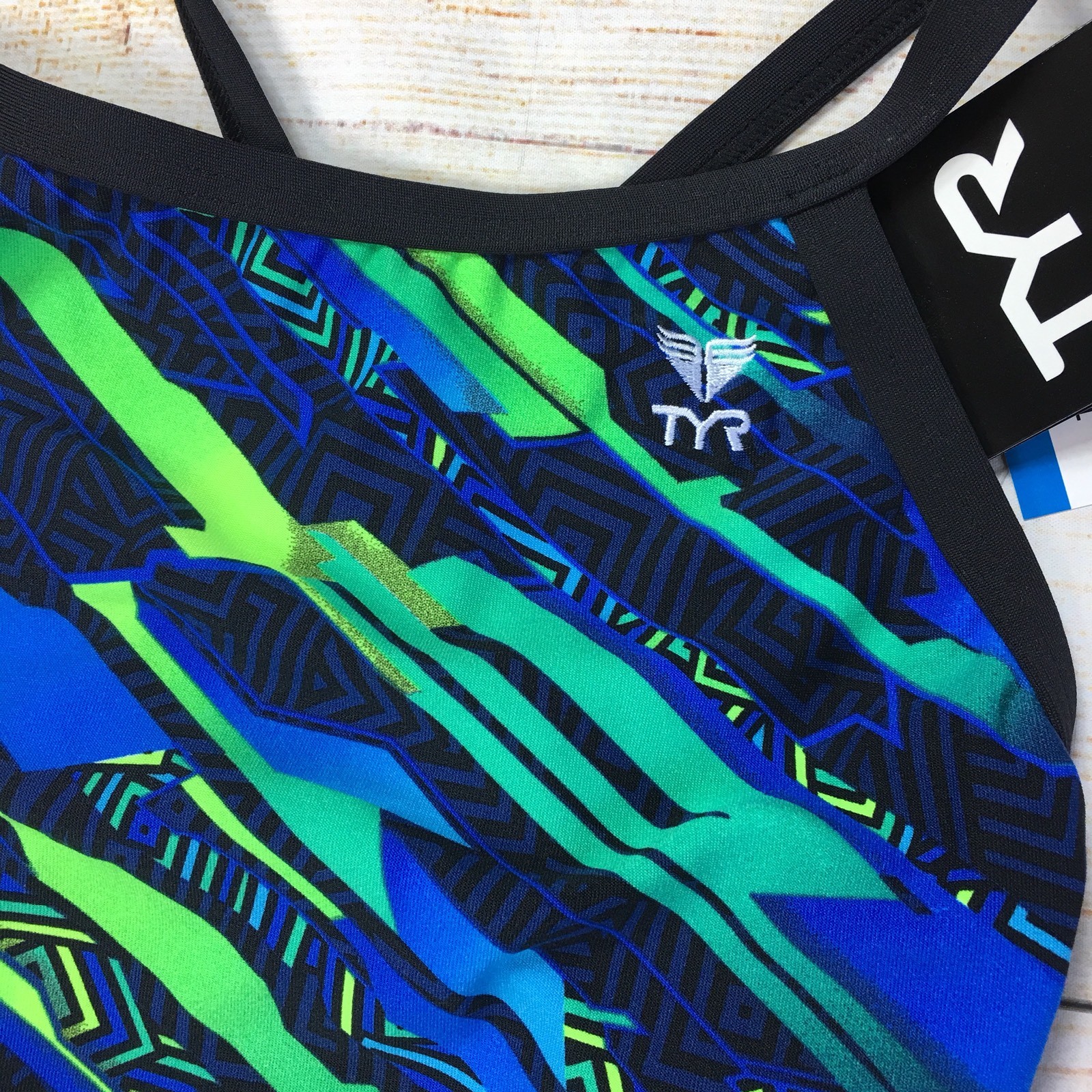TYR Womens Ardent Diamondfit One Piece Performance Blue/Green Swimsuit 30 XS 0-2