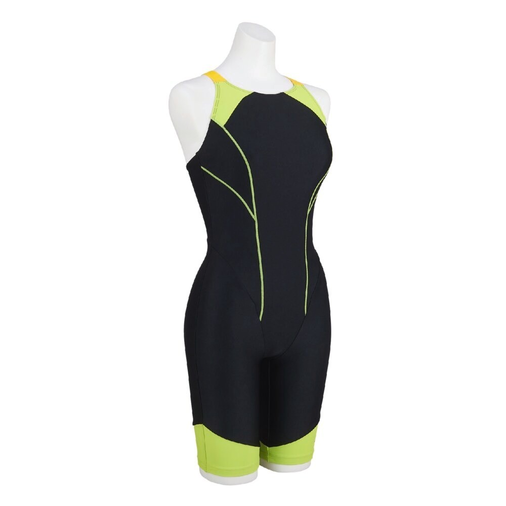 Mizuno Women’s Stroke ONE All-in-One Swim Fitness Suit N2JGB30293 Black/Lime