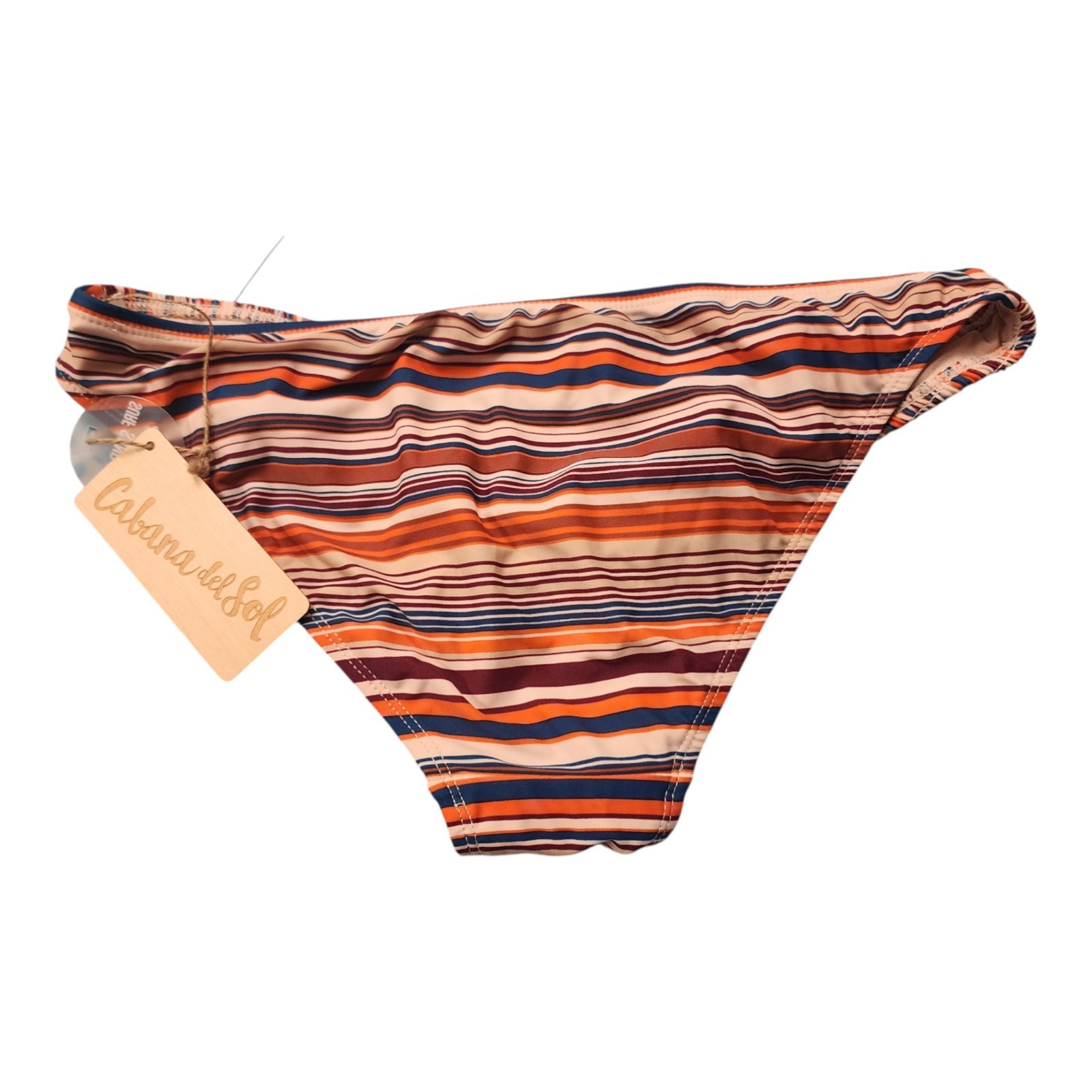 NWT Cabana del Sol Bikini Bottoms L Nautical Striped Ruched Swimsuit Bottom ONLY