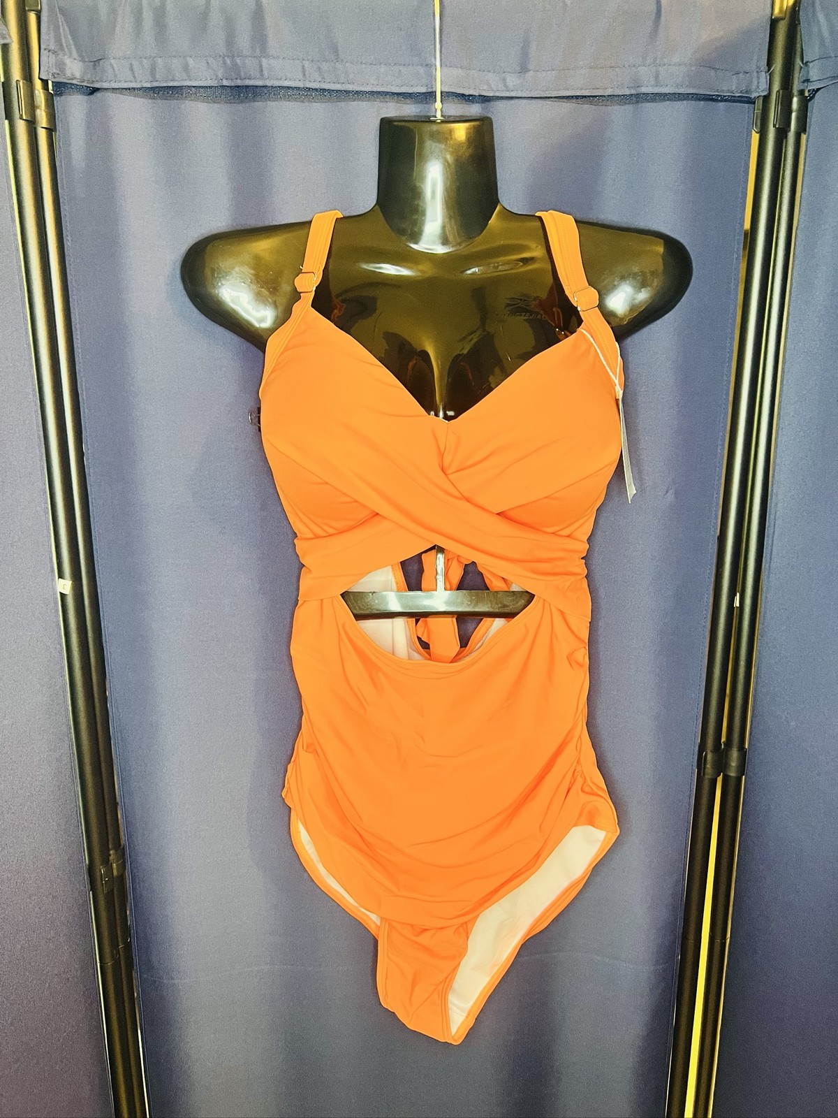 Eomenie Women’s Orange Tummy Control Cutout Wrap Swimsuit