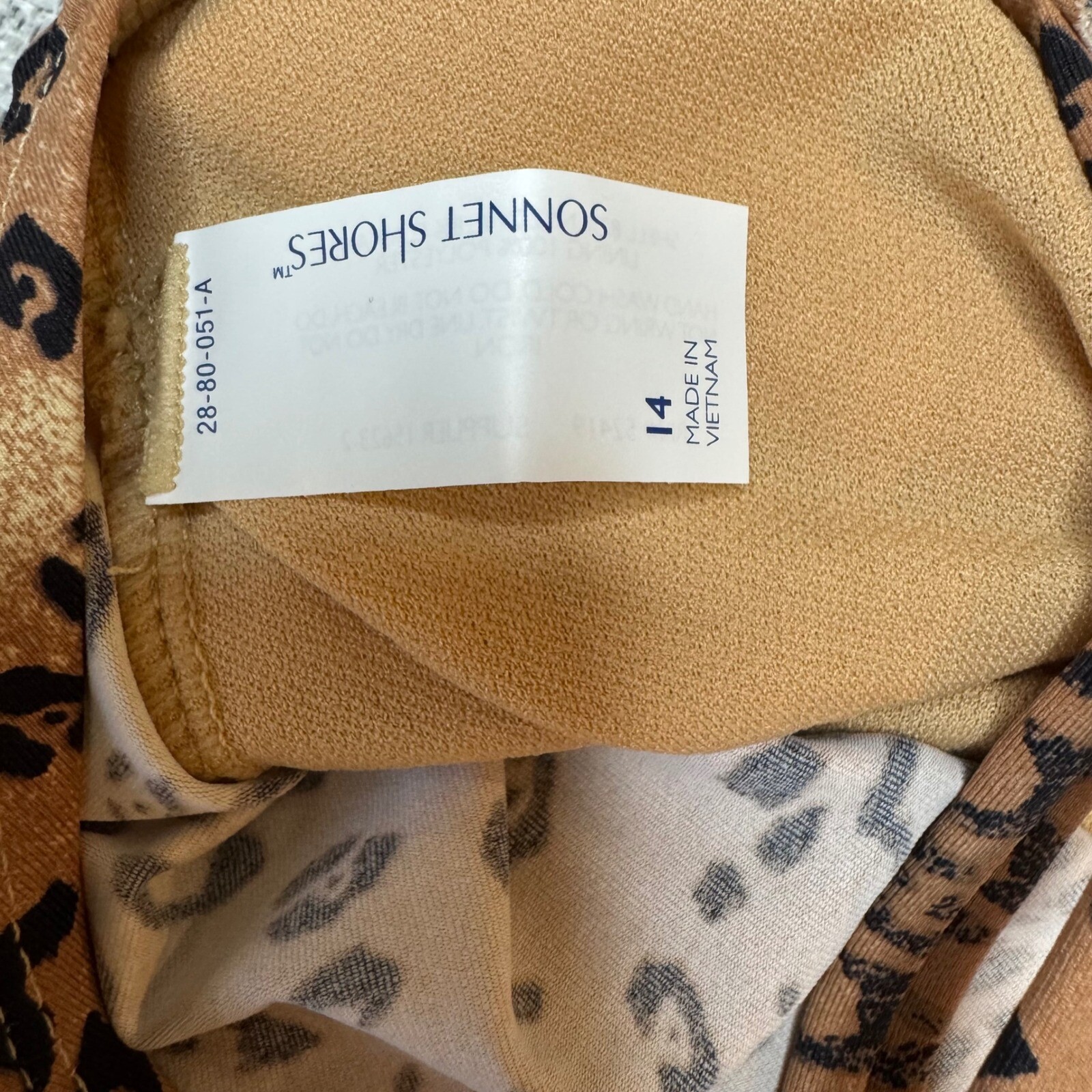 Sonnet Shores Leopard Print Tank Top Ruffle Strap Swim Top Brown Women’s Size 14