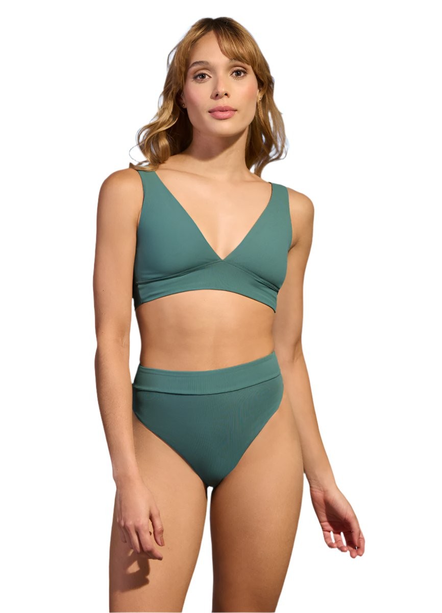 Maaji Allure Long Line Triangle Bikini Top Dark Green SM