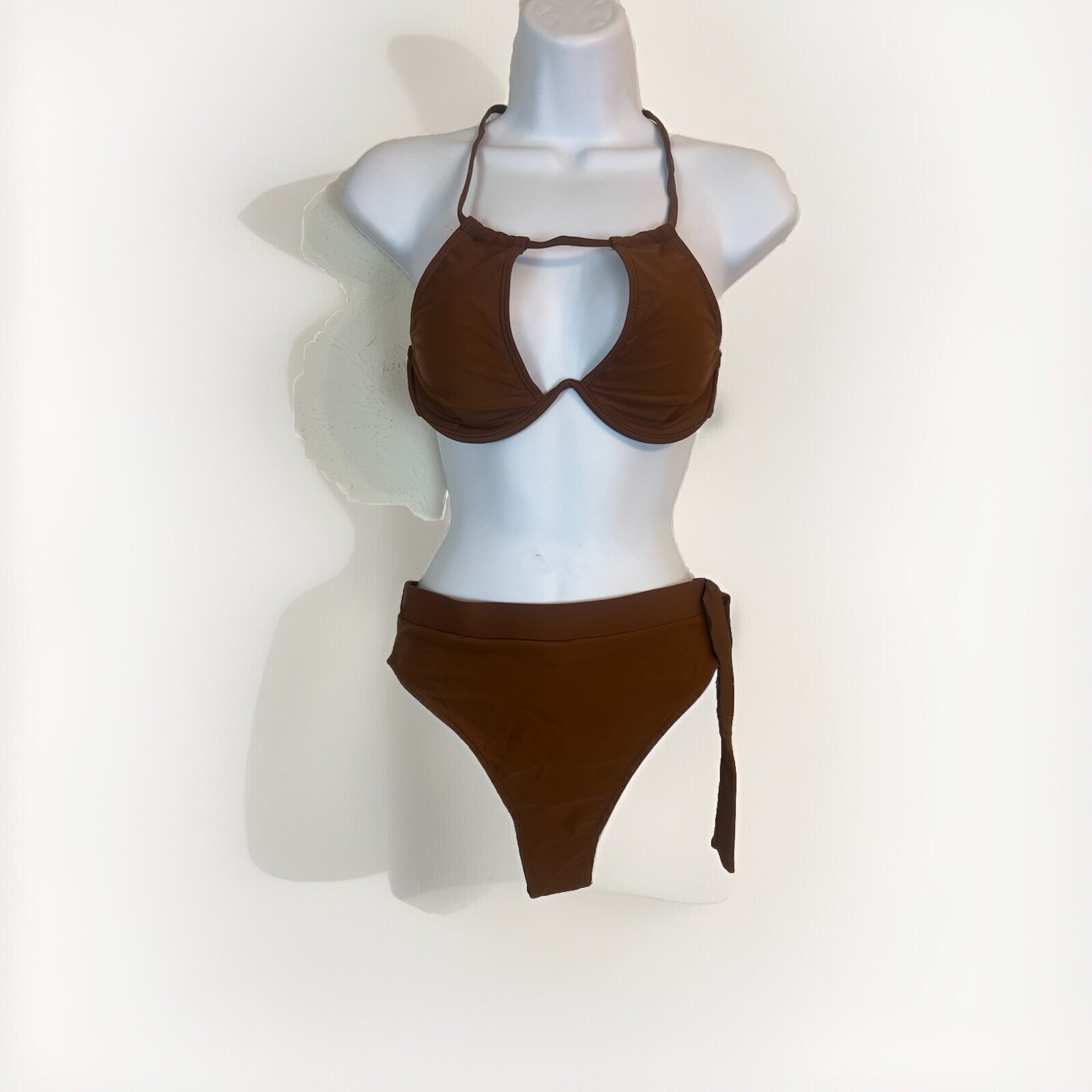 Women’s Brown Shein Underwire 2 Piece Stretch Swimwear. Size S. Panty and Bra