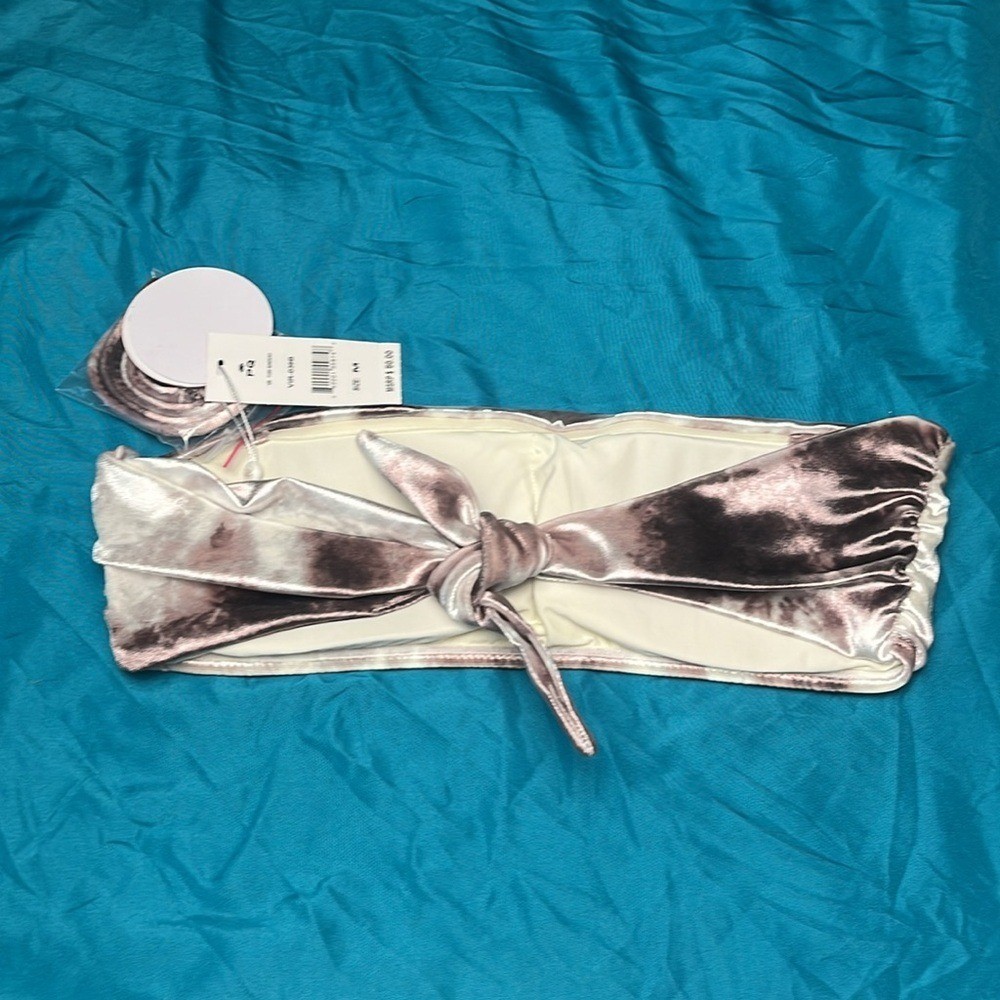 New PQ Swim VIR Tube Bandeau Top and Full Ruched Bottoms Size M