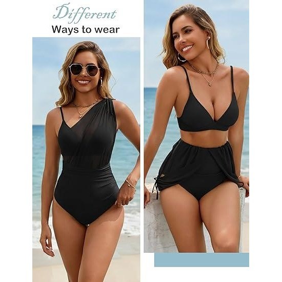 MSRP $20 BMJL Women’s Black M One Piece Swimsuit Mesh Bathing Suit Tummy Contro
