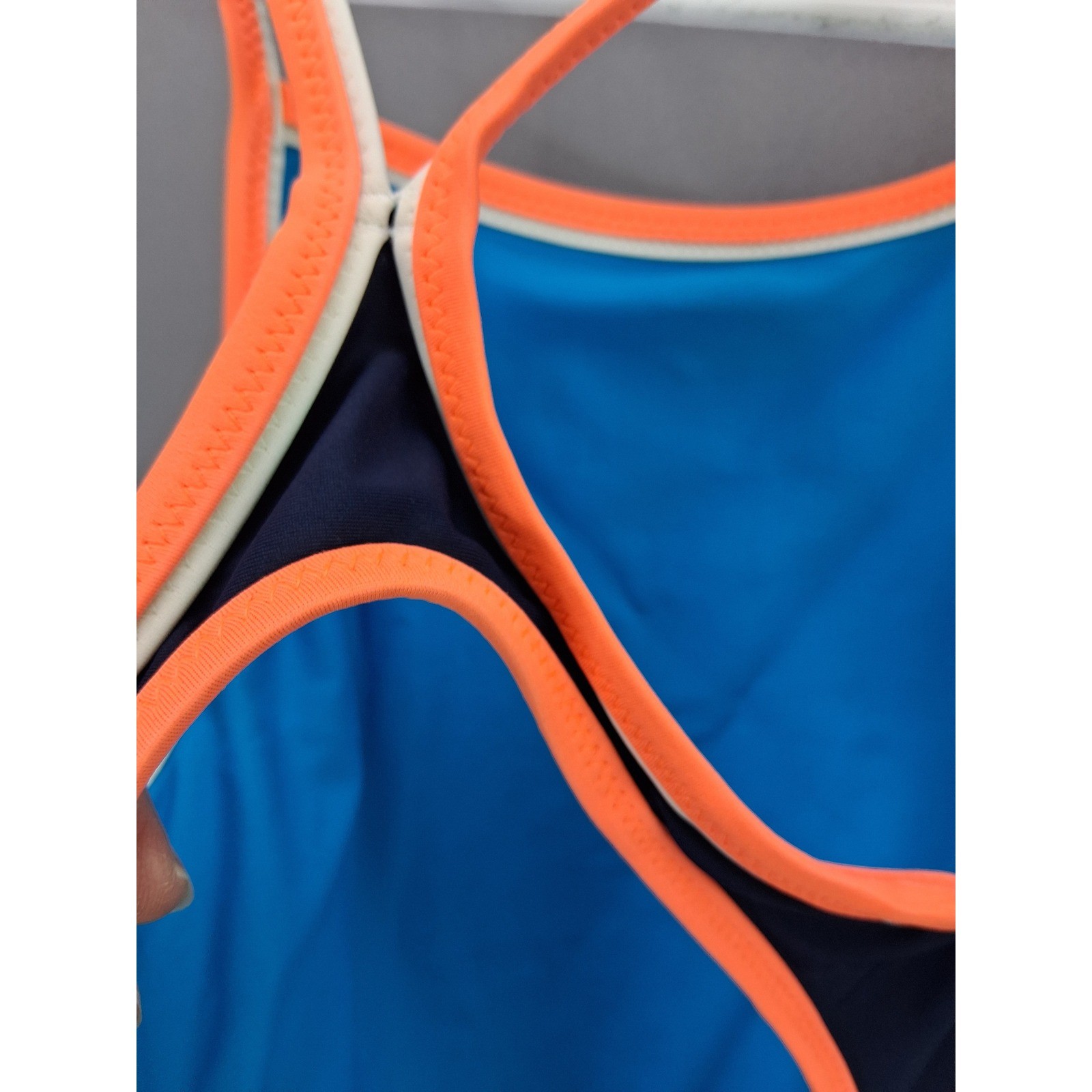 TYR One Piece Swimsuit Competitive Athletic Training Navy Orange Blue 24