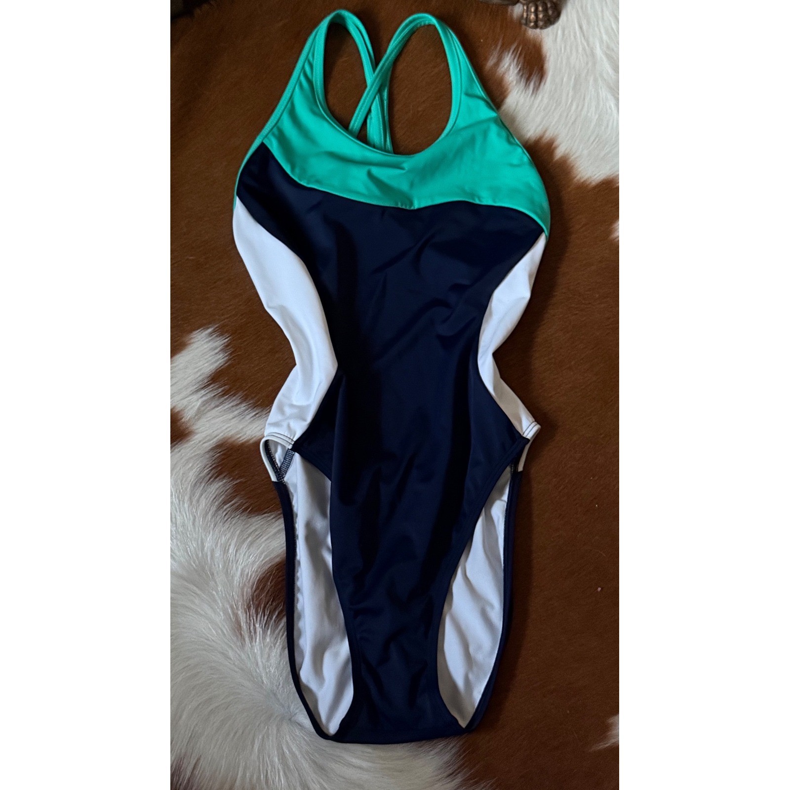 Athleta Freestyle Colorblock One Piece Swimsuit Swim Water Sports Resort L/36