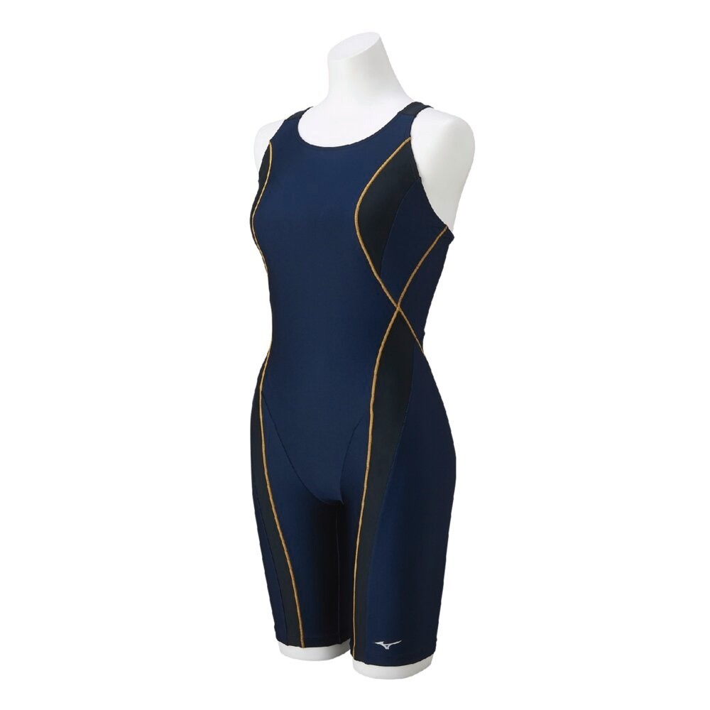 Mizuno Women’s Stroke ONE Swim Fitness All-in-One Suit N2JGC33085 Navy/Gold 2025