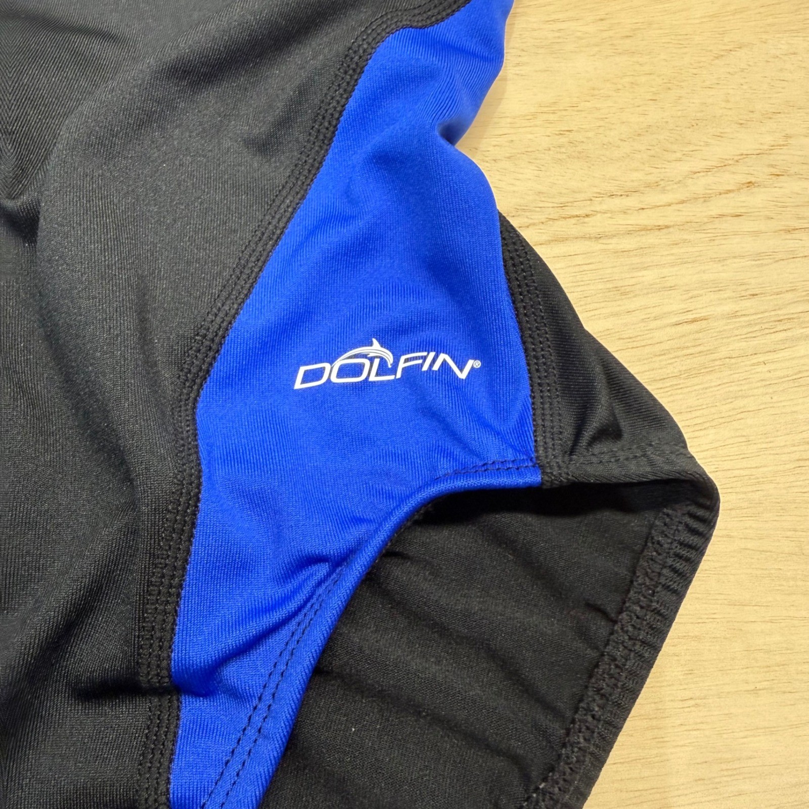 Dolfin Womens One Piece Swimsuit Black Blue Colorblock Racerback Size 34 NEW