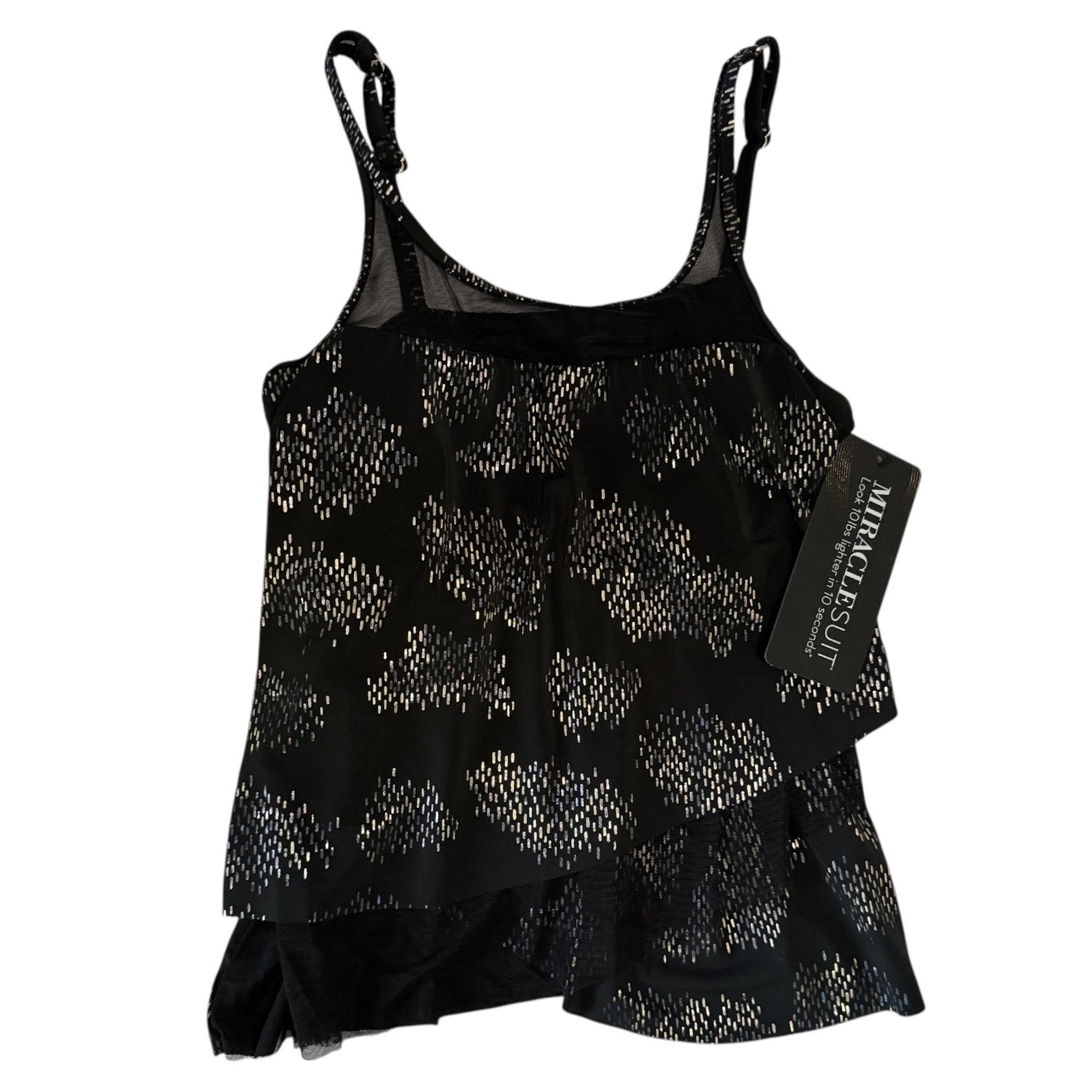 Miraclesuit Womens Size 10 Black Gold Mirage Tankini Top NWT