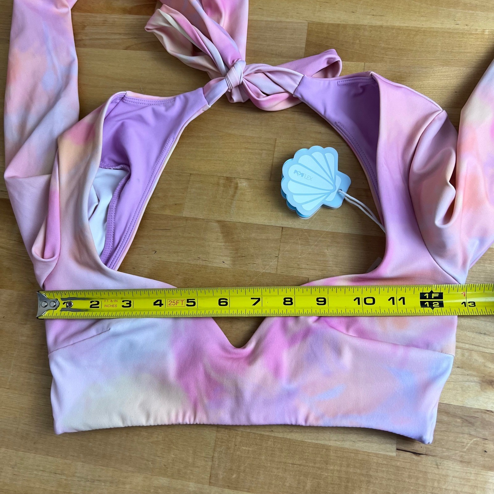 POPFLEX Siren Sweetheart Bikini Top Long Sleeve Crop NEW Size XS Pink Tie Dye