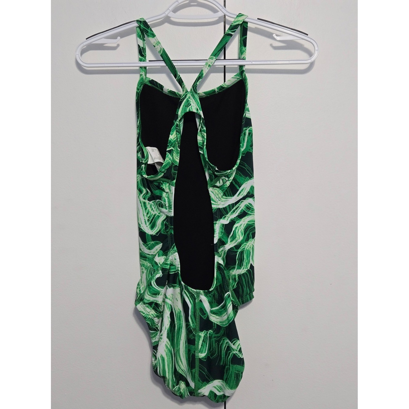 Nike One Piece Swimsuit Womens Size 6 Green Abstract Print Racerback