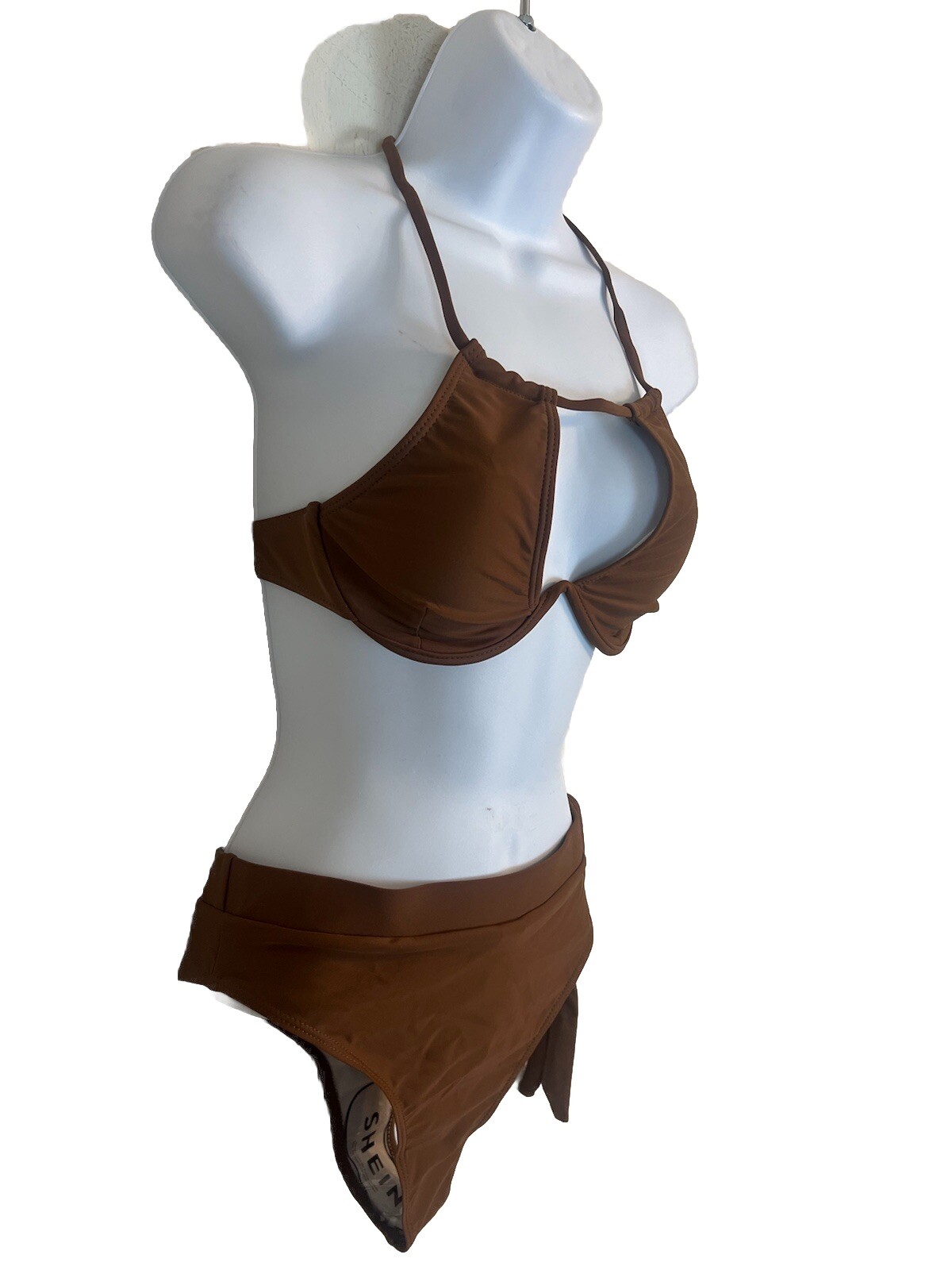Women’s Brown Shein Underwire 2 Piece Stretch Swimwear. Size S. Panty and Bra