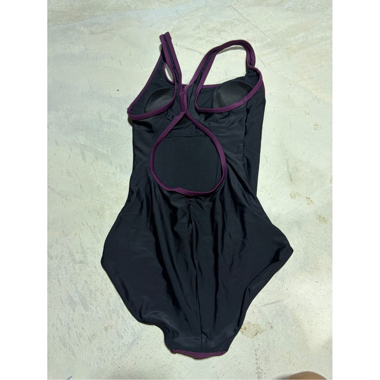 Speedo Plum and Black Performance One-Piece Swimsuit medium