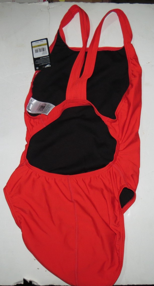 p7 Speedo Womens Eco Solid Super Pro 601 One Piece Swimsuit Team Red Sz 14/40