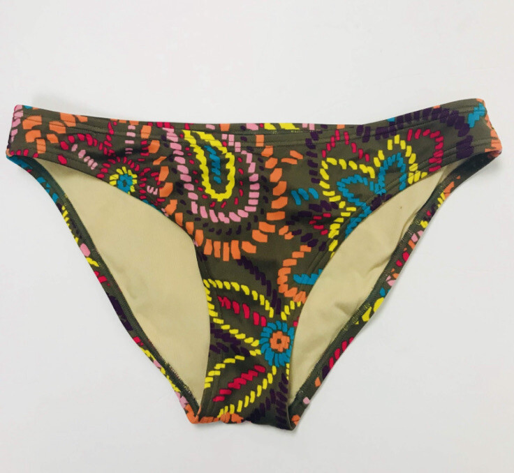 VICTORIA’S SECRET Size Small Swim Bottom Bikini Panty Brown Yellow Paisley Print