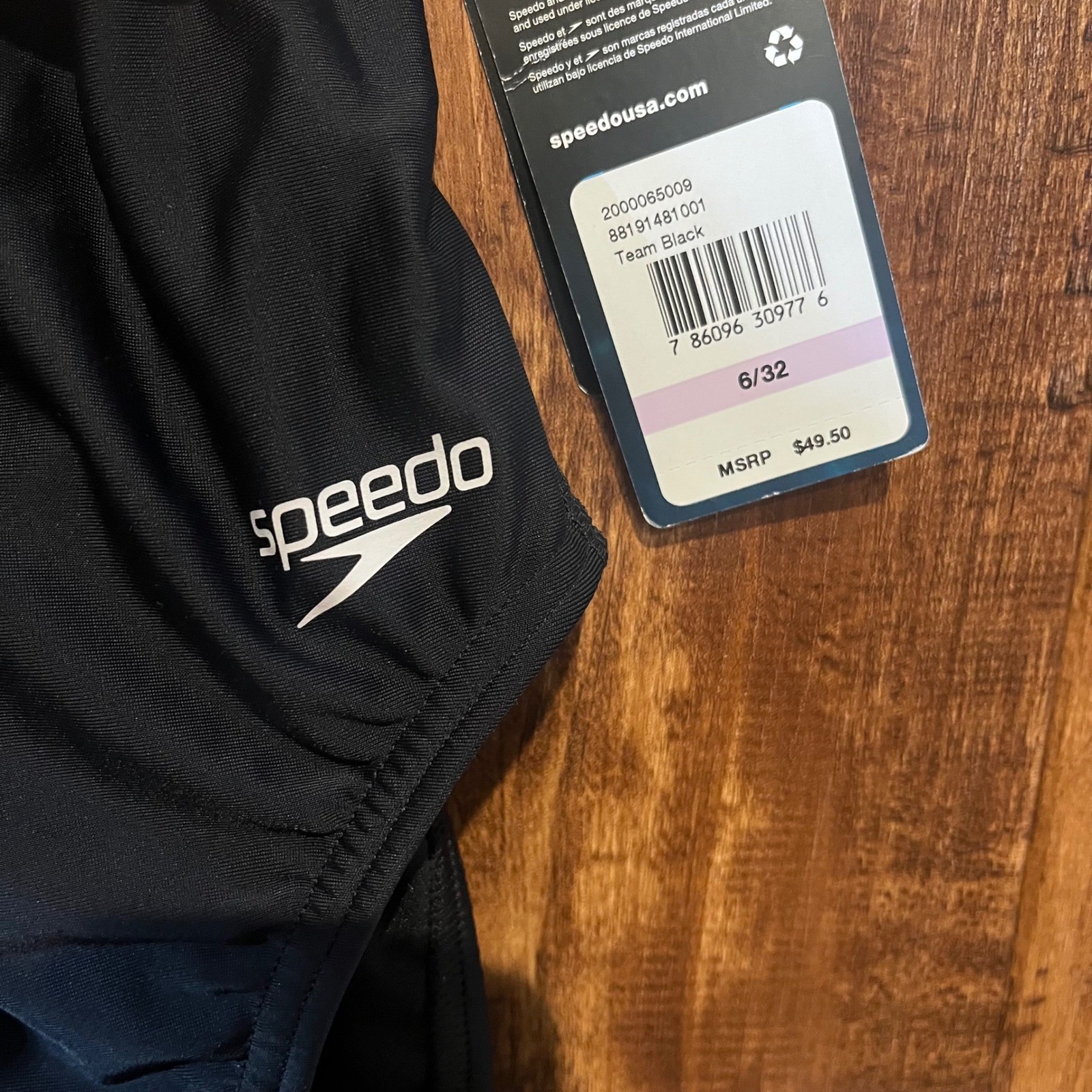 Speedo Womens Swimsuit One Piece Team Black Size 6/32 Training NEW