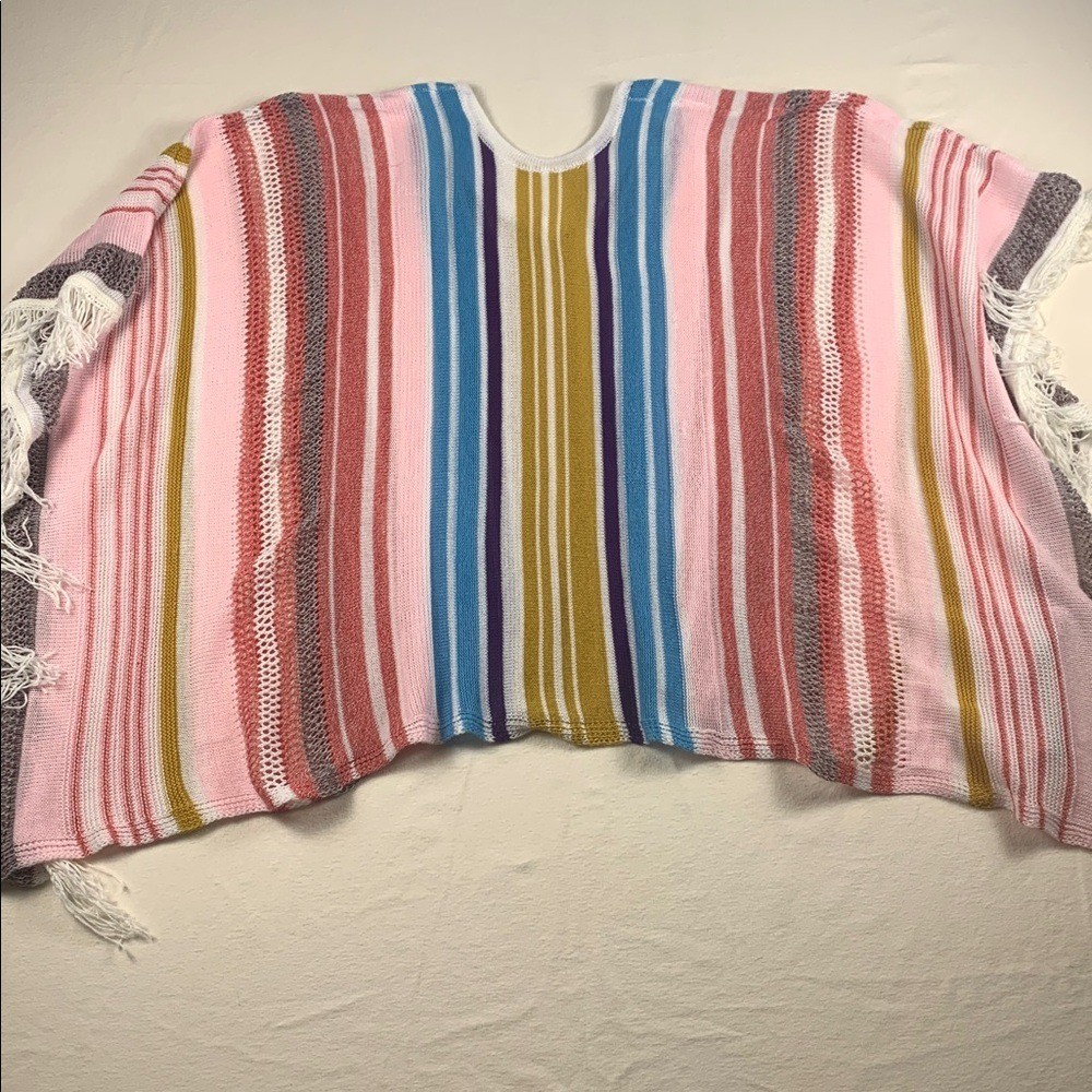 Cupshe Womens Rainbow Striped Poncho EUC OS Swim Coverup No Brand or Care Tags