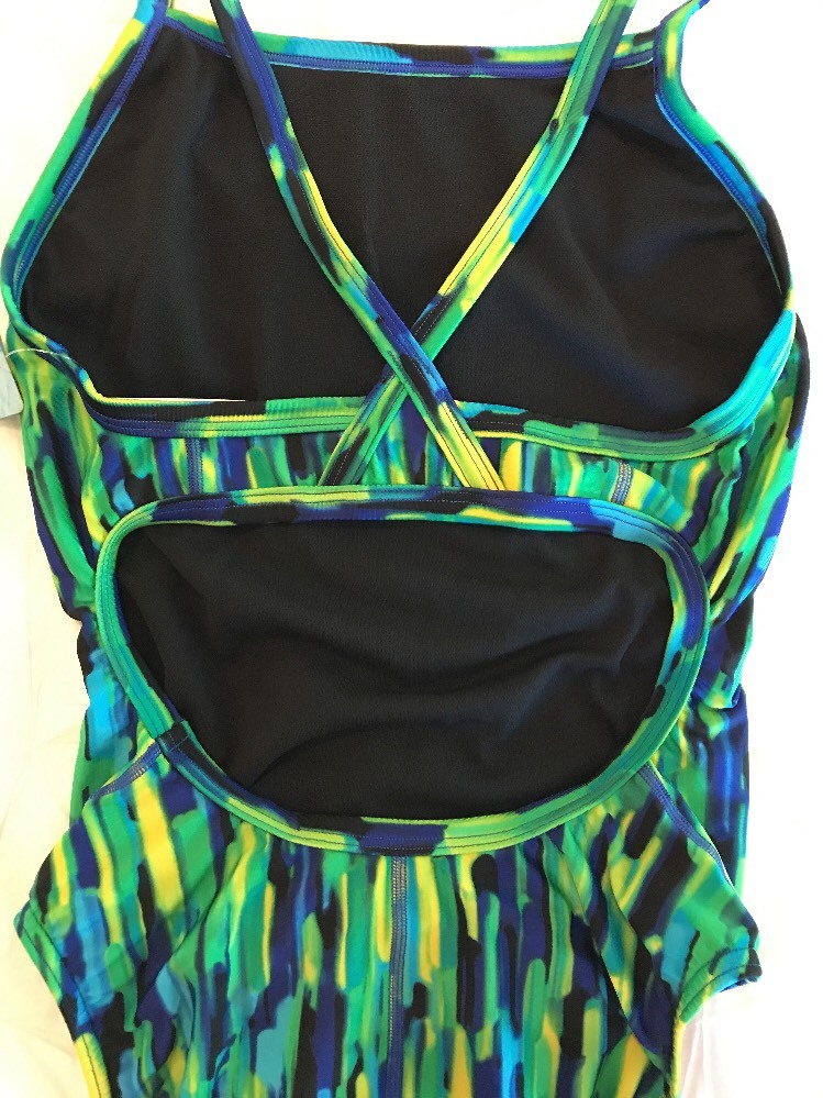 New Womens Speedo Blurry Green Blue Yellow ProLT Racing 28 NWT $40