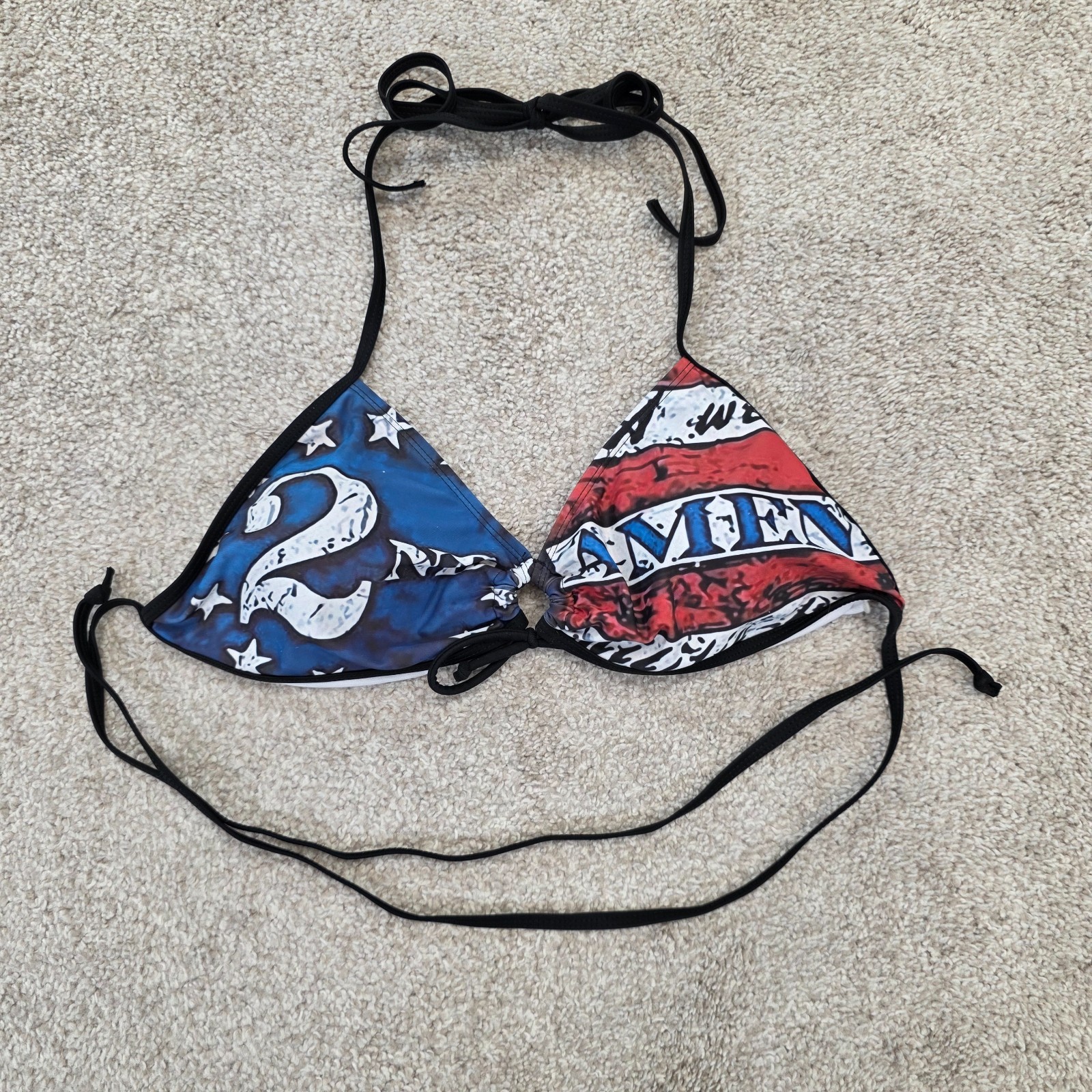 Womens 2nd Amendment Halter Bikini Top with Adjustable Ties Large Padded