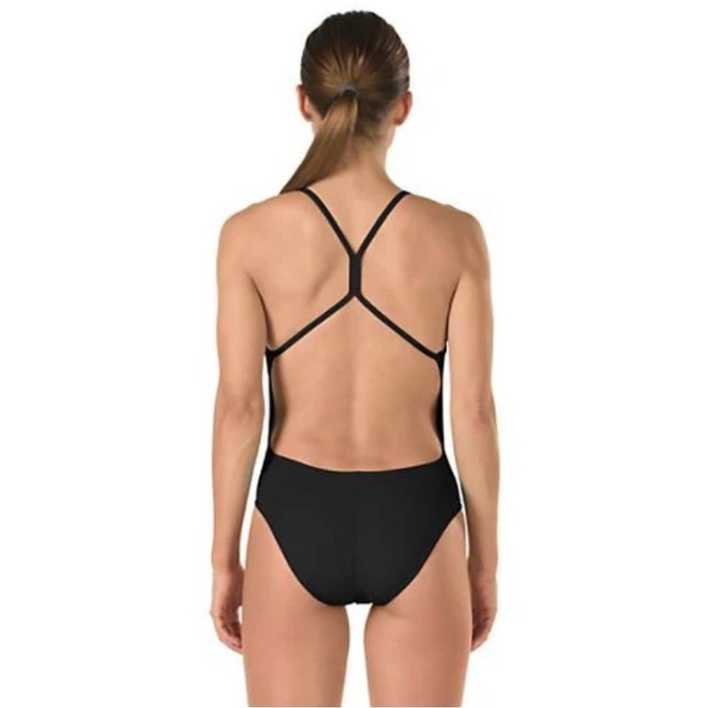 NWT Speedo Endurance+ Solid Flyback Training Size 12/38 Swimsuit Team Black