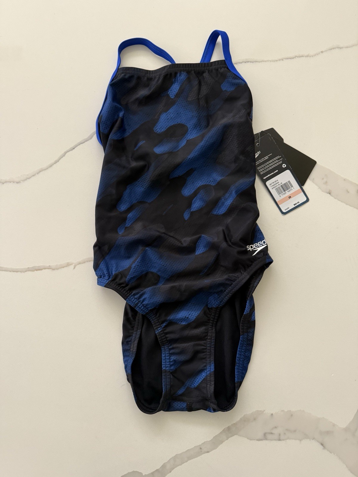 Speedo Women’s Natural Wonder Crossback Swimsuit Blue & Black Size 2/28