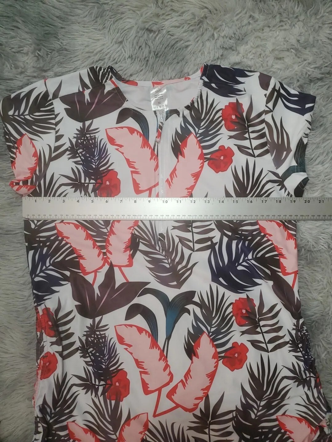 Unbranded Women’s UPF 50+ Swim Shirt Drawstring Ruched Tunic Size XL Tropical