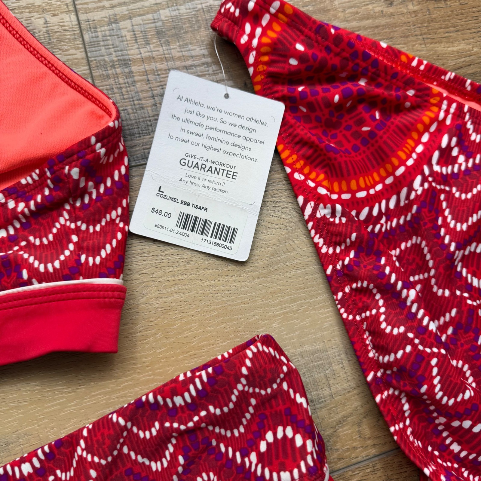 Athleta 3-piece Racer Back Top Bikini Bottom Boy Shorts Bottom Swim Suit Large