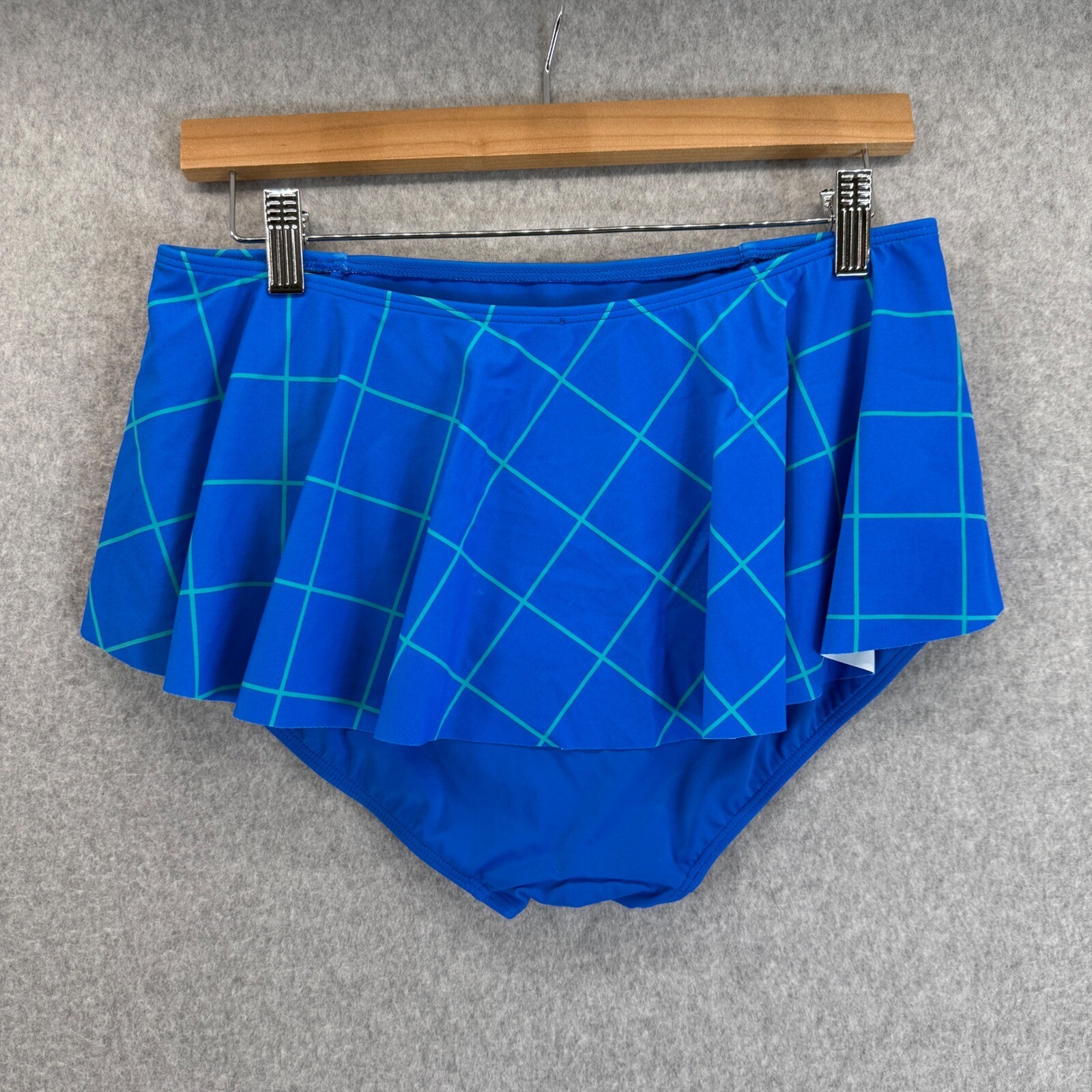 Spanx Swim Skirted Bikini Bottom High Waist Tummy Control Blue Womens Size 12