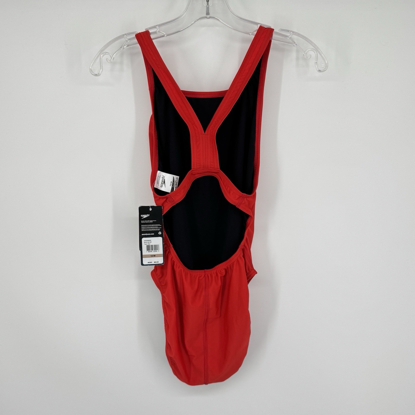 NWT Speedo Pro LT One Piece Swimsuit Red Team Size 12/38 Racing Training Swim