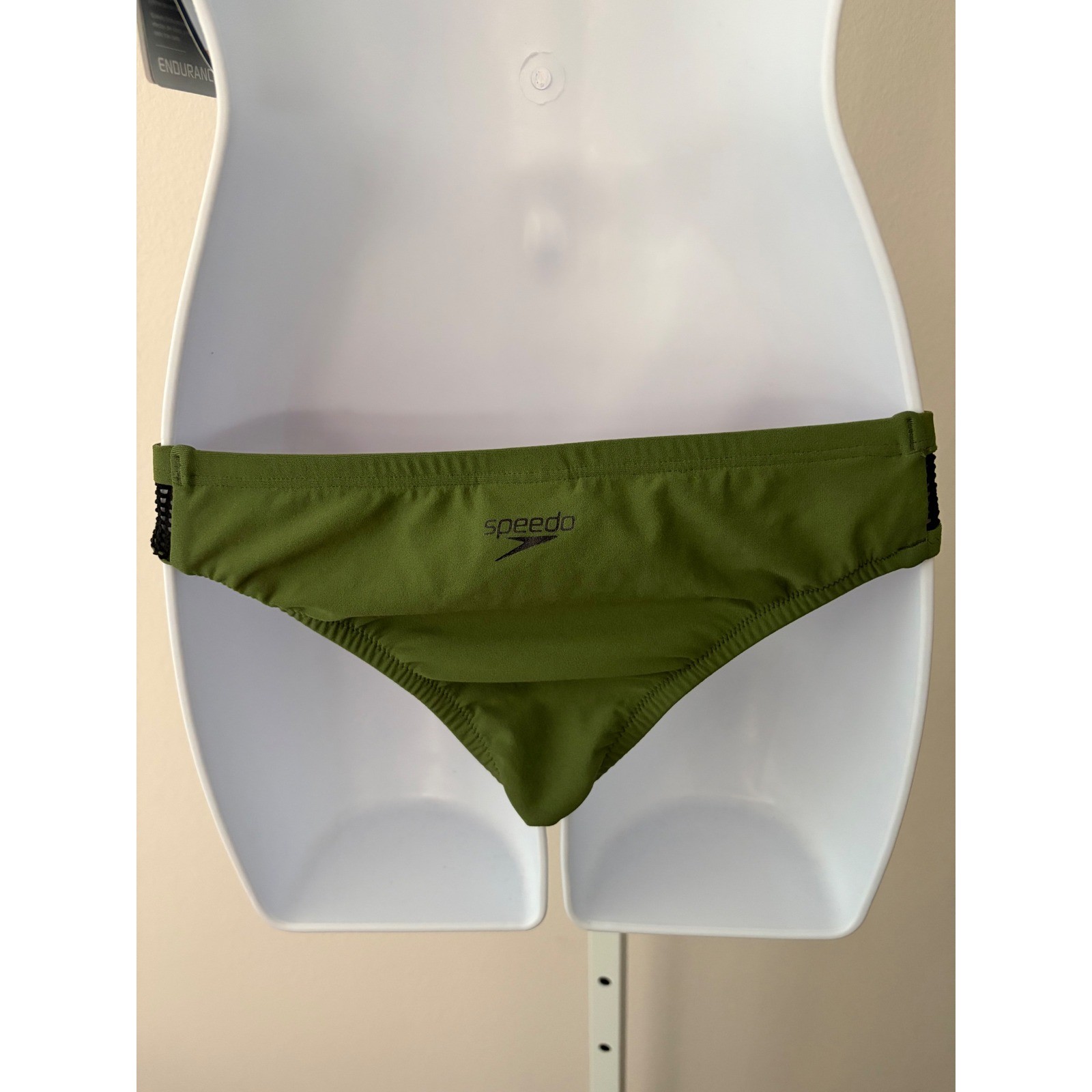 Speedo Athletic Turnz Endurance Practice Bikini Mesh Strappy Swim Set Olive Sz S
