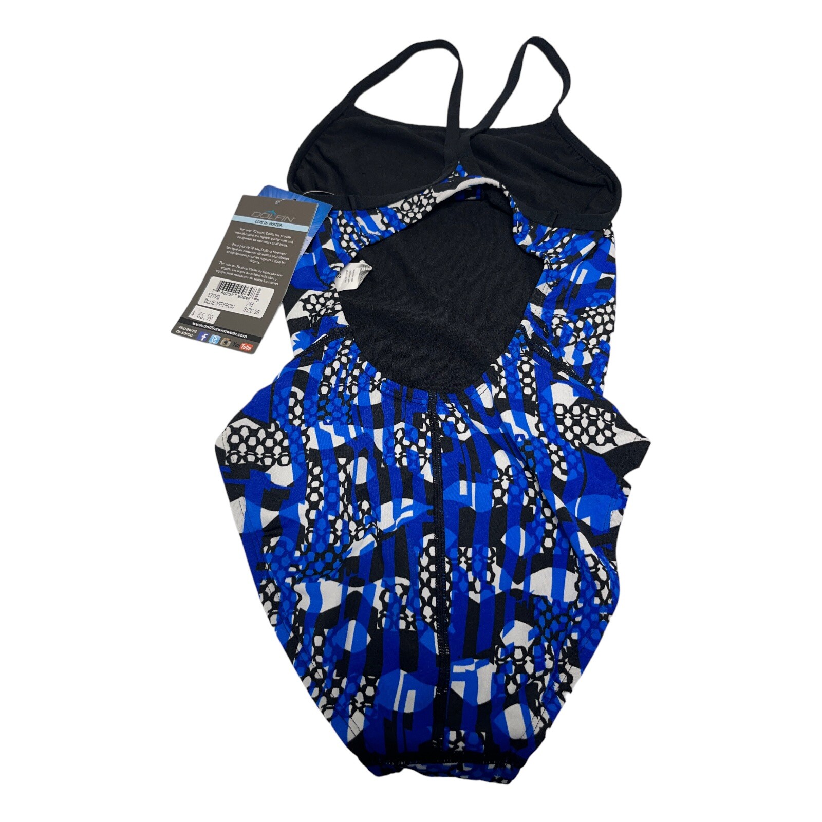DOLFIN LADIES SIZE 28 RELIANCE BLUE TRAINING SWIMSUIT NEW NWT TAGS WHITE