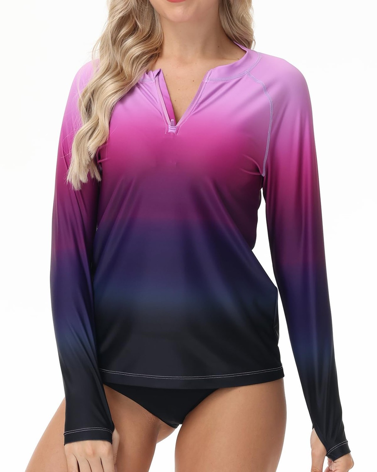 Rash Guard for Women UPF 50+ Swim Shirts 1/4 Zip Long Sleeve SPF UV Protectio…