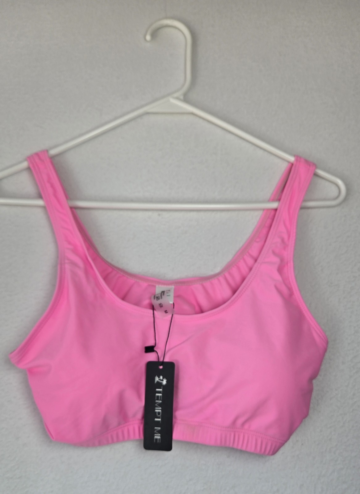 NWT Tempt Me High Waisted Bikini Swimsuit Sporty Two Piece Pink Size Medium