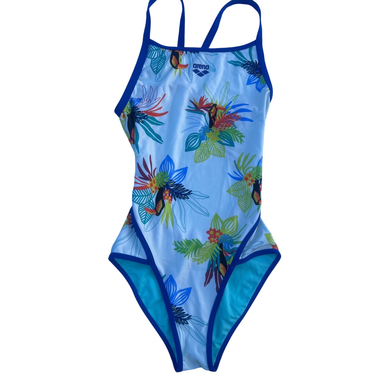 Arena Toucan Super Fly Back One Piece Swimsuit Tropical Floral Size 32