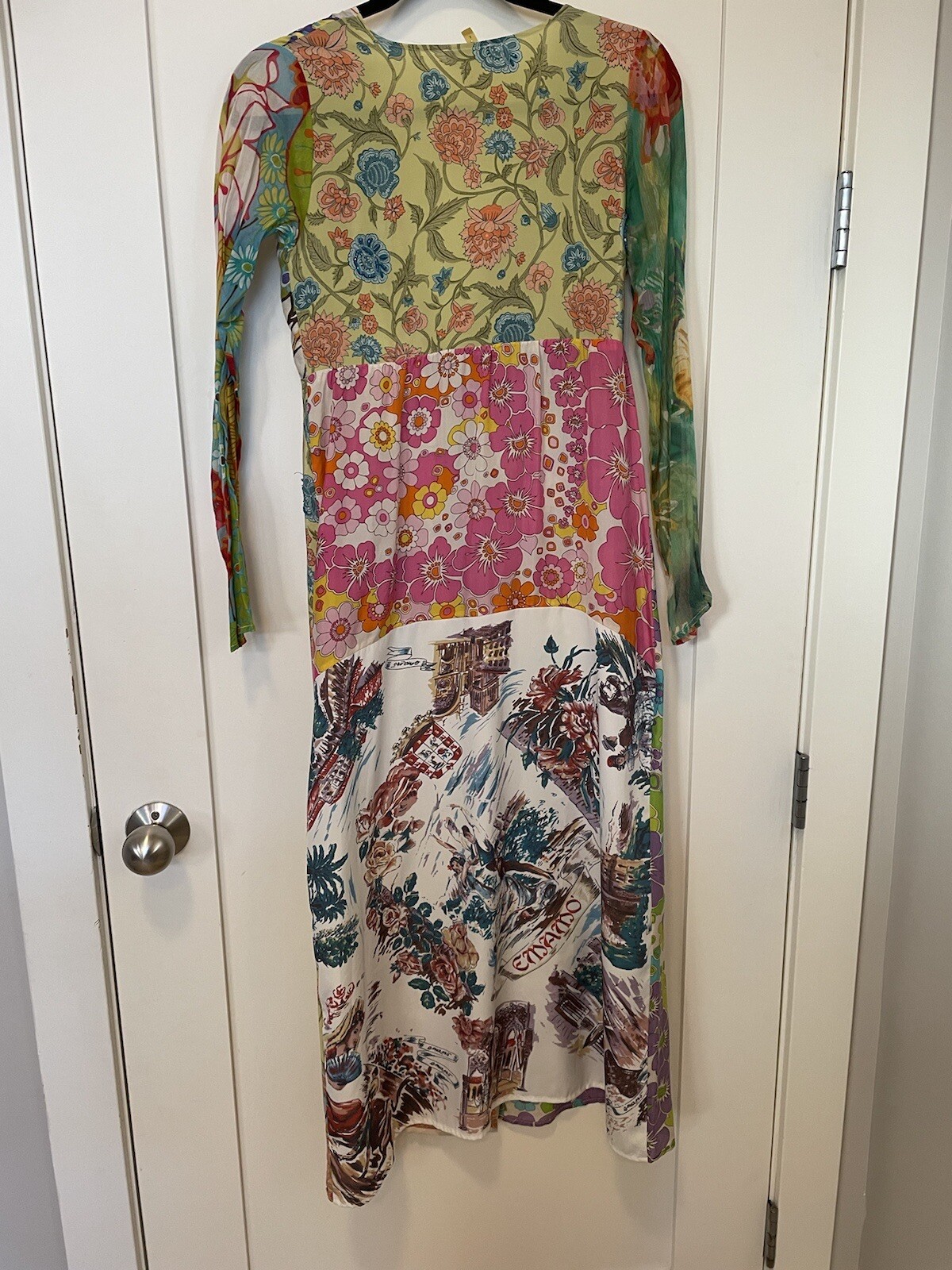 EUC MAMIO Italian made silk mix floral beaded luxurious beach cover up SZ S $590
