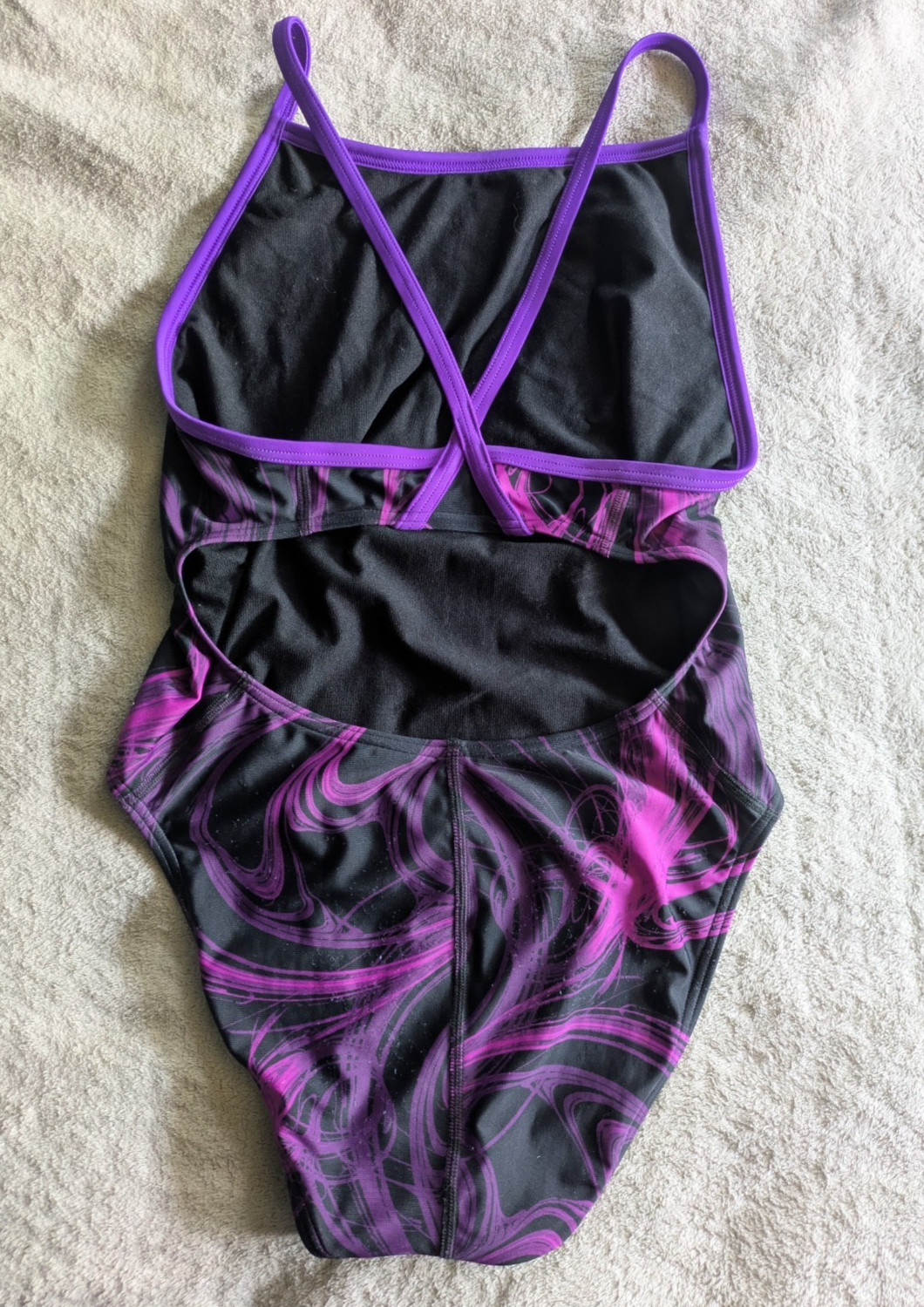 SPORTI One Piece Swimsuit Womens Size 40 Black Purple Swim Suit