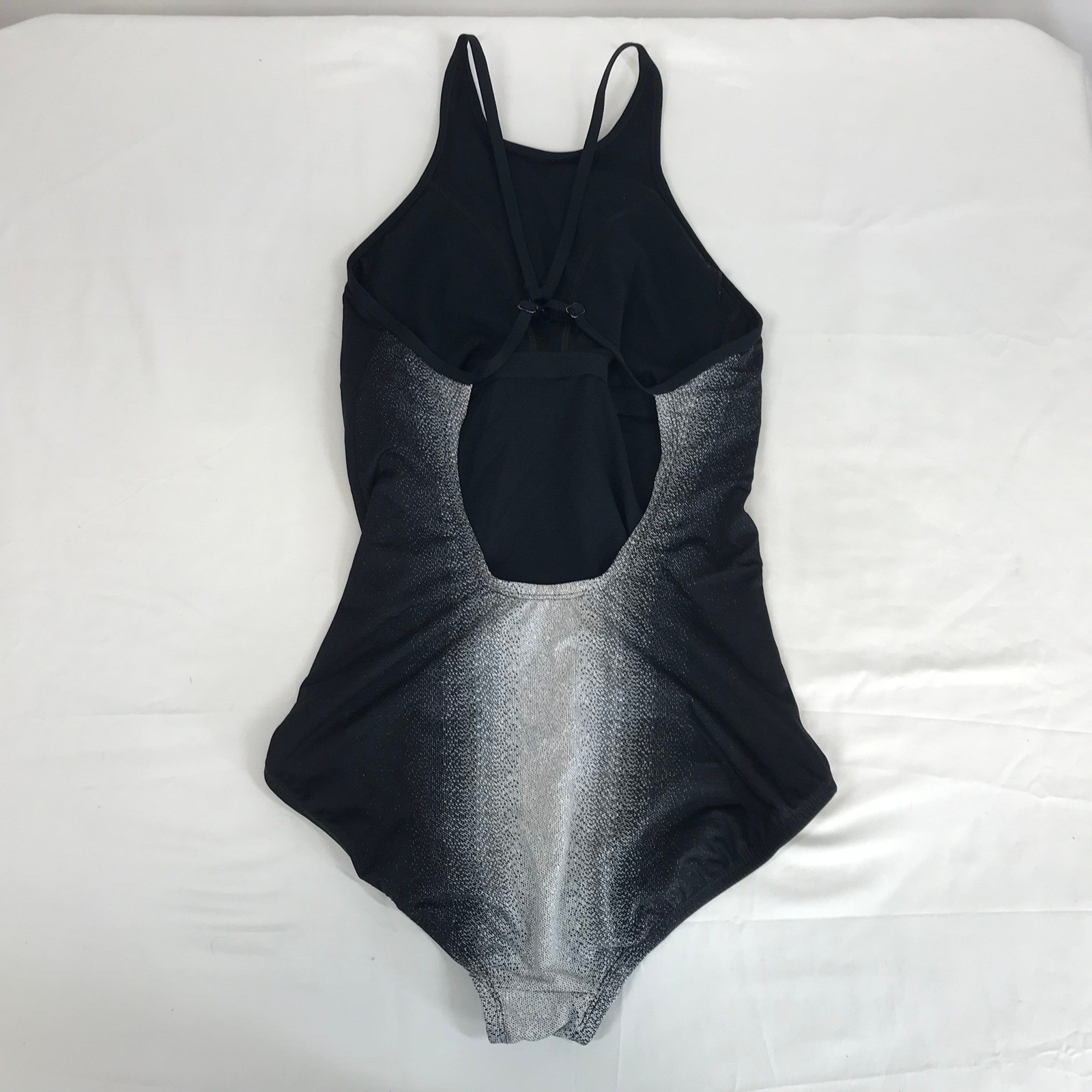 Nike Womens One Piece Swimsuit Black Silver Ombre Gradient Athletic Training