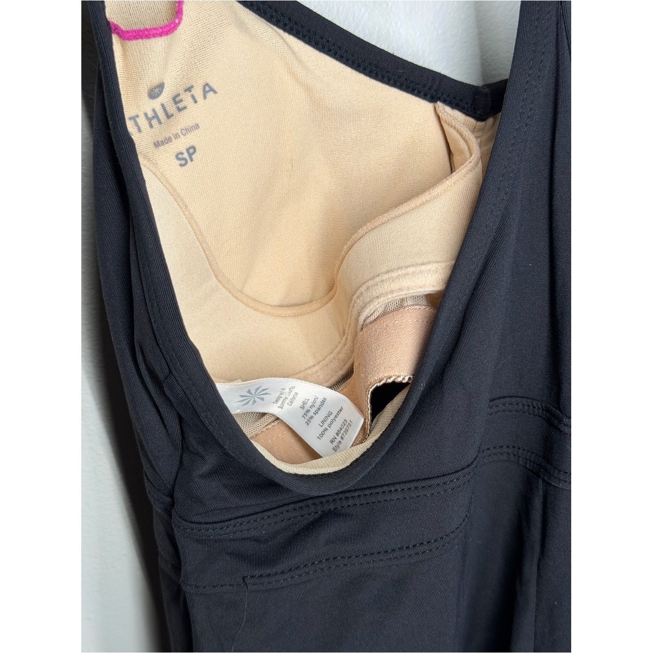Athleta Shorebreak Swim Dress Racerback Built In Bra One Piece Black Athletic