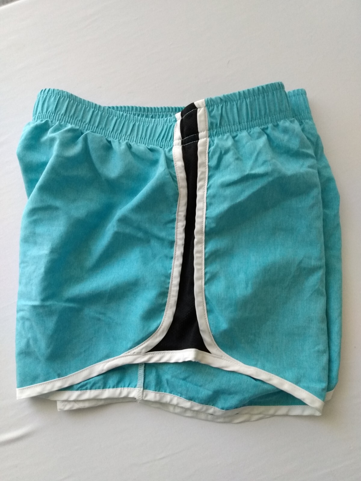 Raya Sun Shorts Women’s Large Track Run Swim Lined Side Stripe Aqua Black